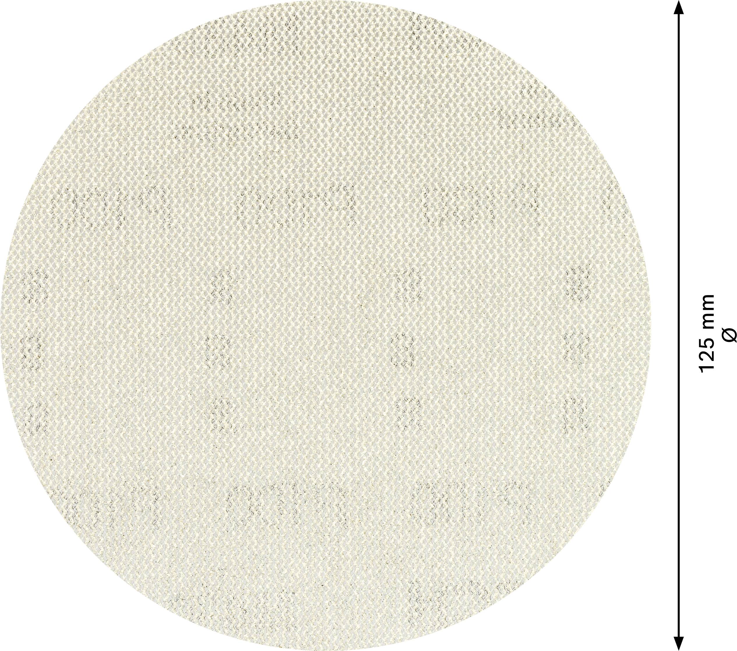 Kreisförmige Textur aus beigem Stoff mit einer Höhe von 125 mm.