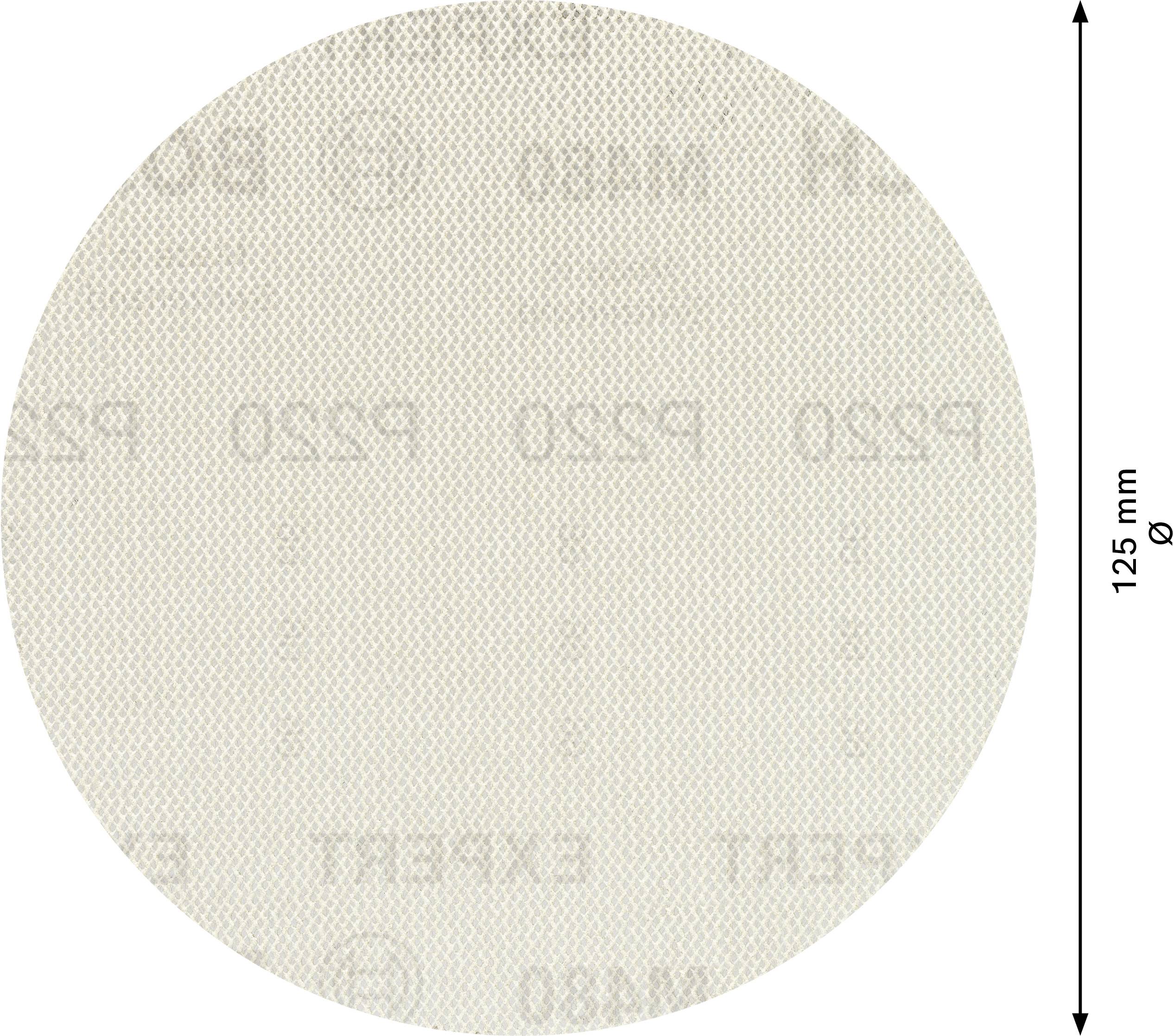 Rundes Schleifpapier mit feiner Körnung, Durchmesser 125 mm, beige, für Schleifmaschinen geeignet.