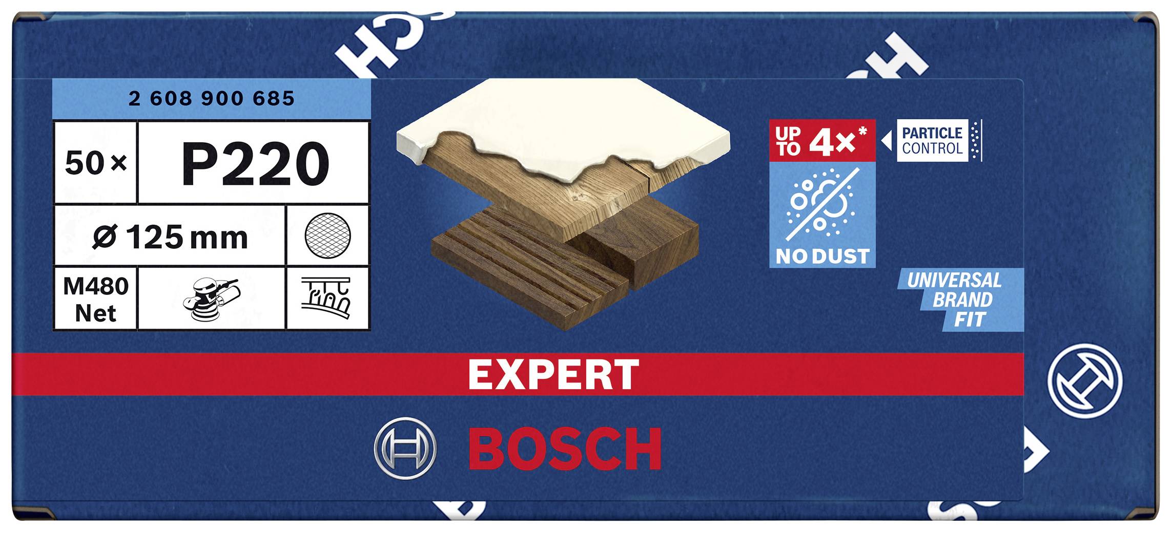 Bosch Accessories EXPERT M480 2608900685 Schleifnetz für Exzenterschleifer ungelocht Körnung (num) 220 (Ø) 125mm 50St.