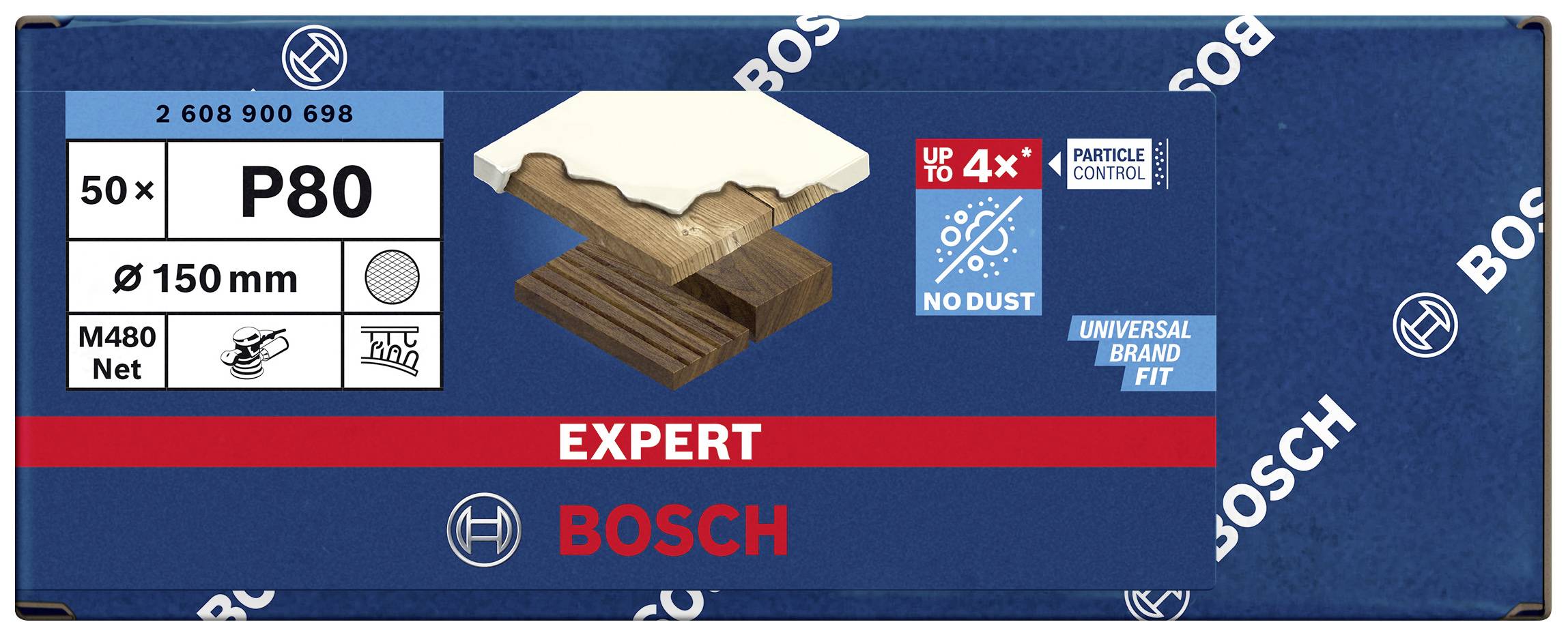 Bosch Accessories EXPERT M480 2608900698 Schleifnetz für Exzenterschleifer ungelocht Körnung (num) 80 (Ø) 150mm 50St.