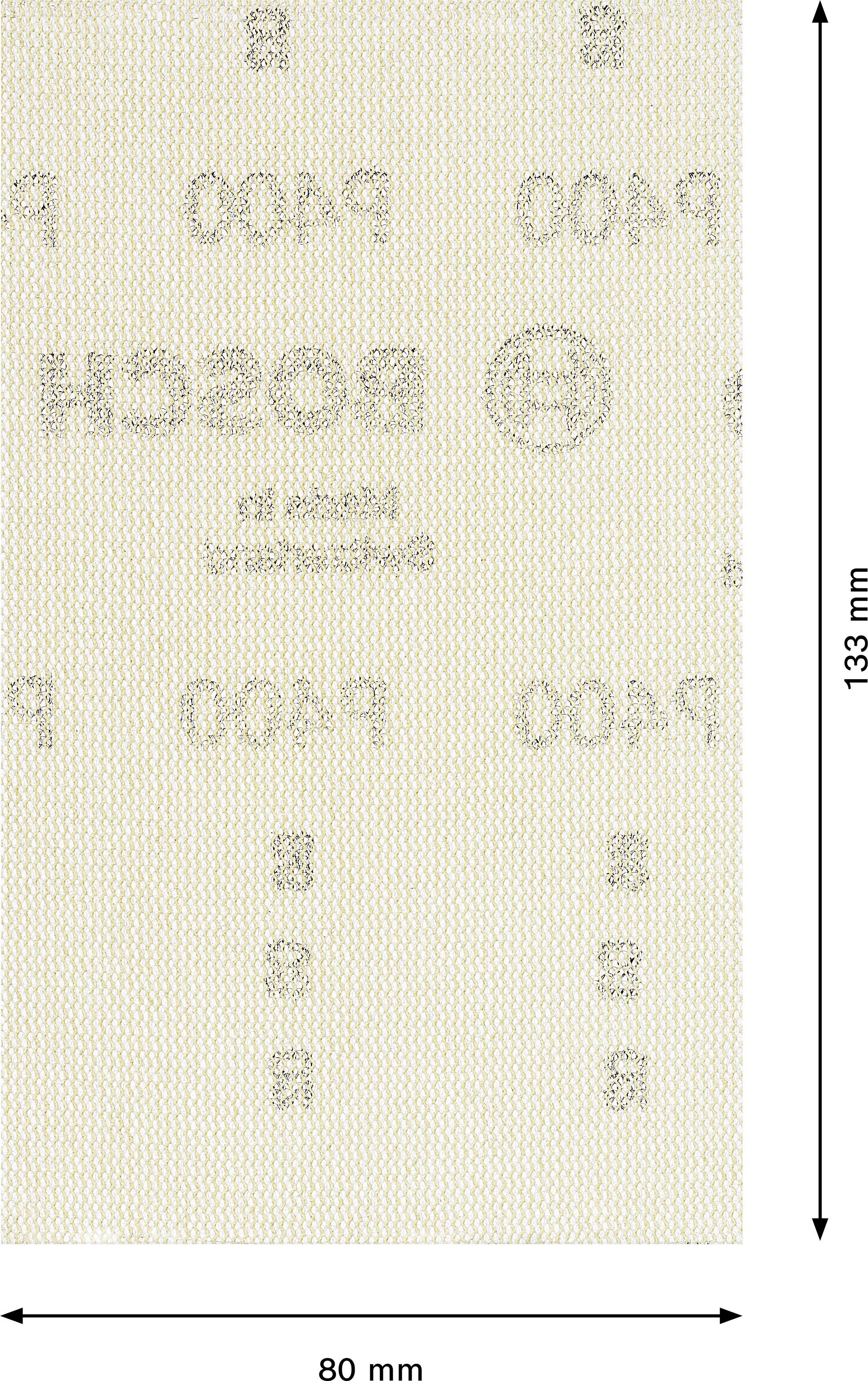 Ein rechteckiges Schleifpapier der Marke Bosch, Größe 80 mm x 133 mm, Körnung P400.