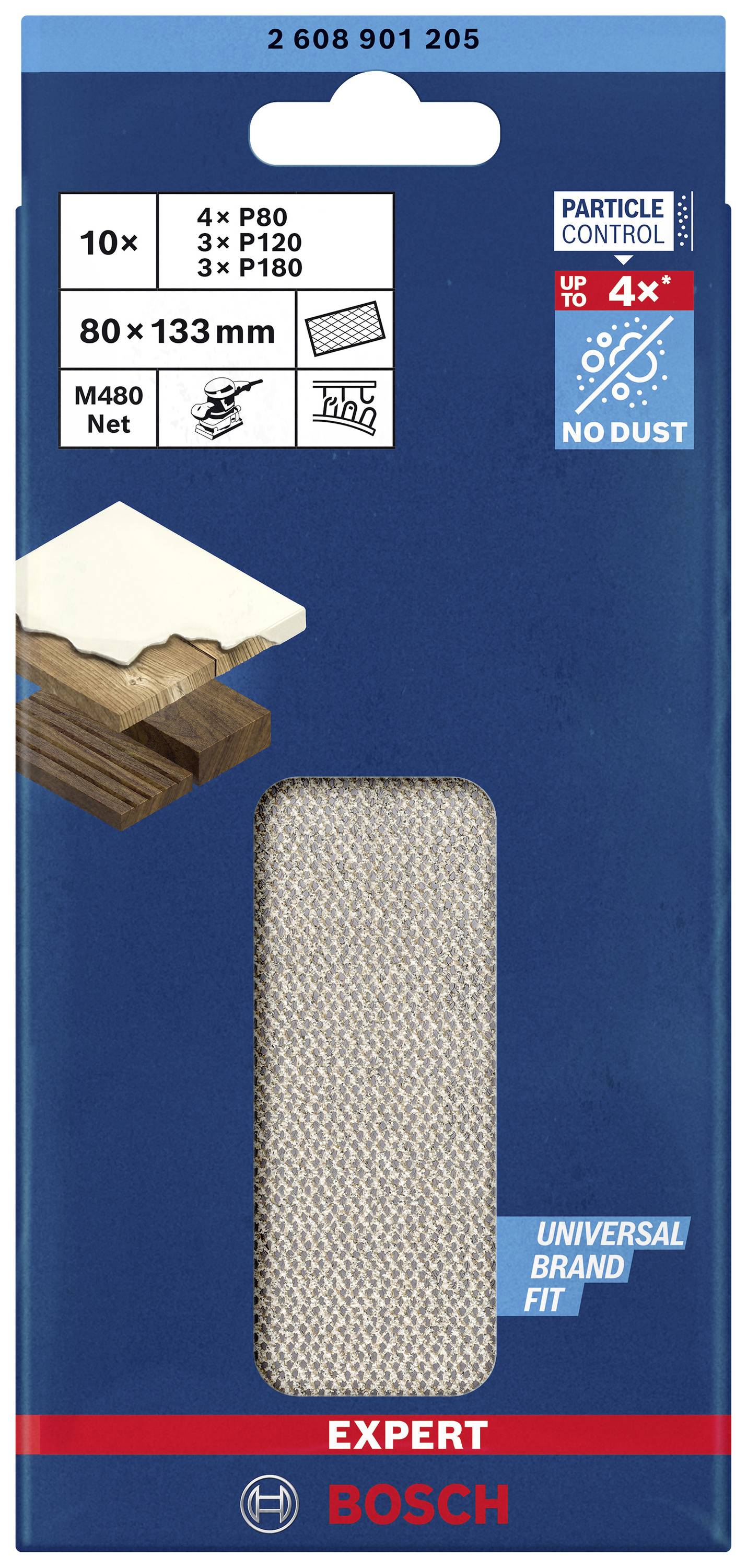 Bosch Accessories EXPERT M480 2608901205 Schleifnetz-Set gelocht Körnung (num) 80, 80, 80, 80, 120, 120, 120, 180, 180, 180