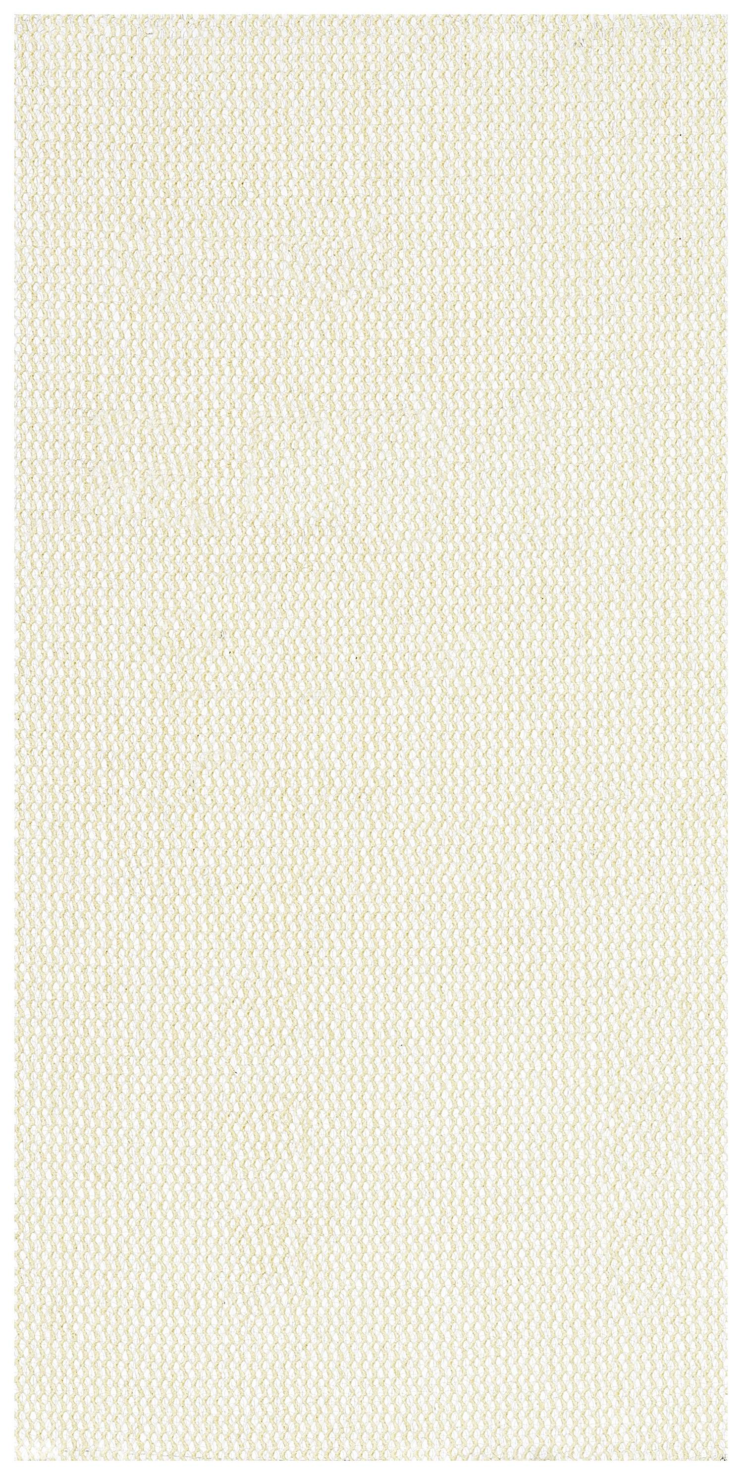 Ein rechteckiger, beiger Teppich mit einer feinen, gleichmäßigen Webstruktur. Ideal für Wohnräume oder Büros.