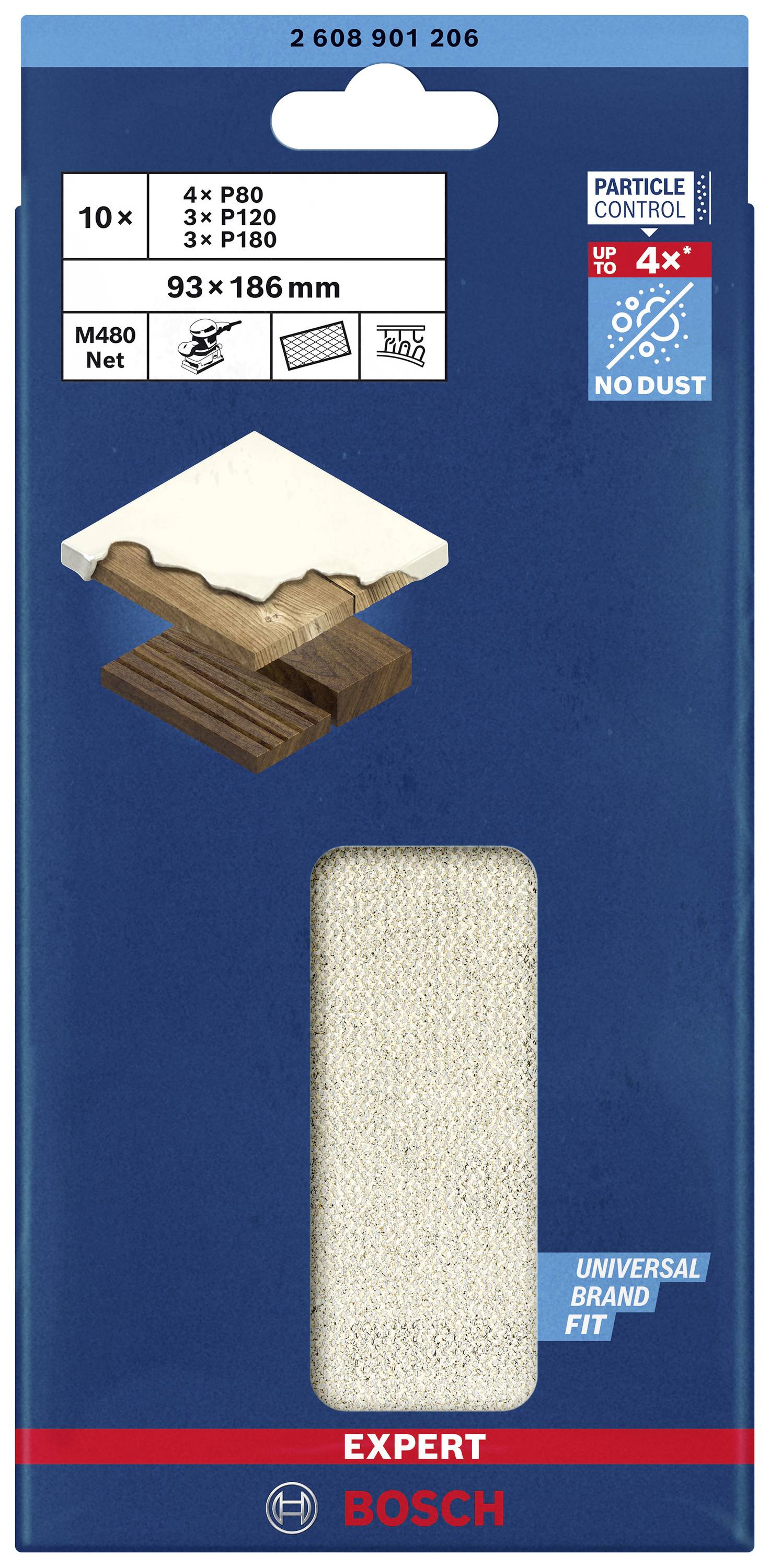 Bosch Accessories EXPERT M480 2608901206 Schleifnetz-Set gelocht Körnung (num) 80, 80, 80, 80, 120, 120, 120, 180, 180, 180