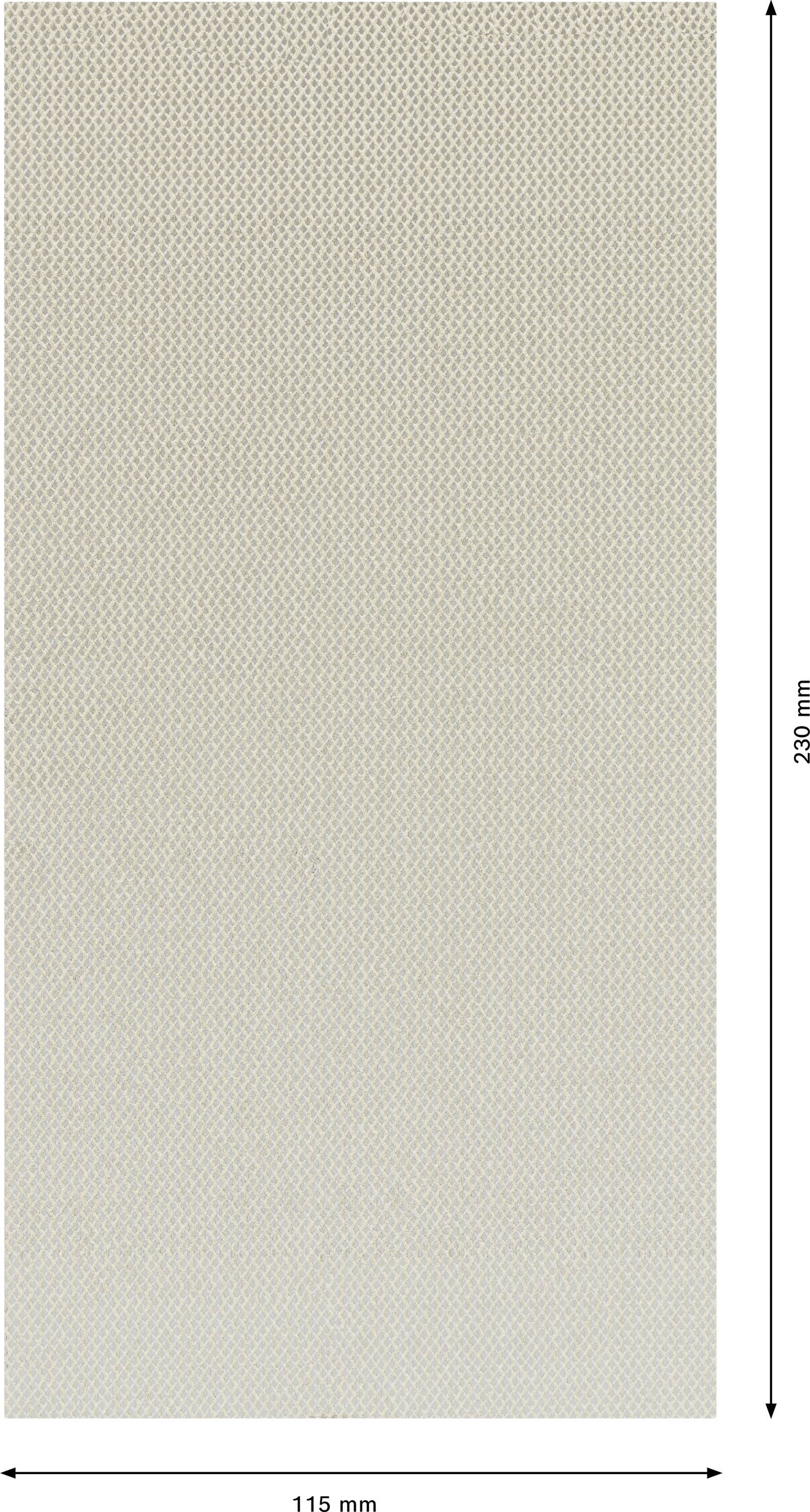 Beige Stoffmuster, rechteckige Form, 290 mm hoch, 115 mm breit. Textur mit feinem, gewebtem Muster.