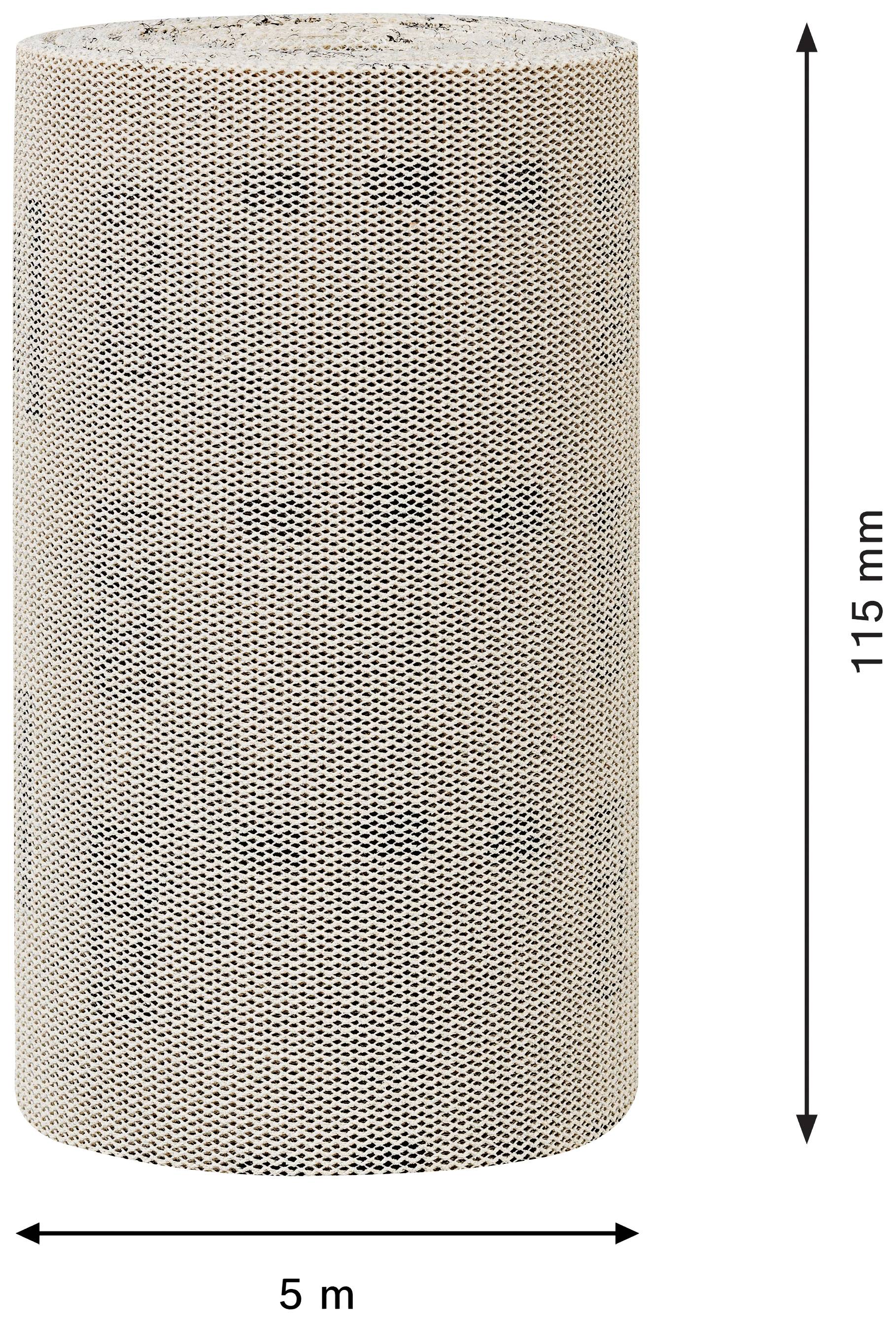 Eine zylindrische Papierrolle, 5 Meter lang, 115 Millimeter hoch.