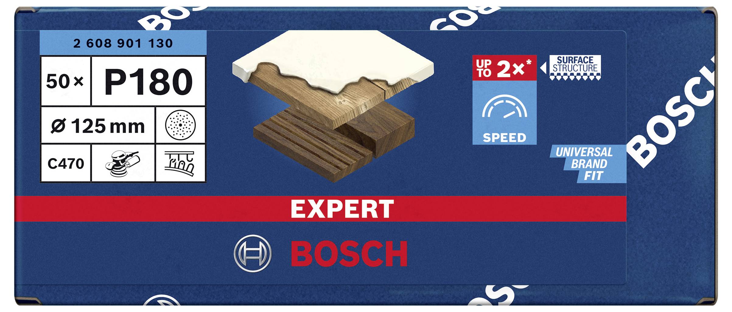 Schleifpapier für Holz- und Lackbearbeitung, Körnung P180, Durchmesser 125 mm, Bosch Experte, passend für verschiedene Oberflächen.