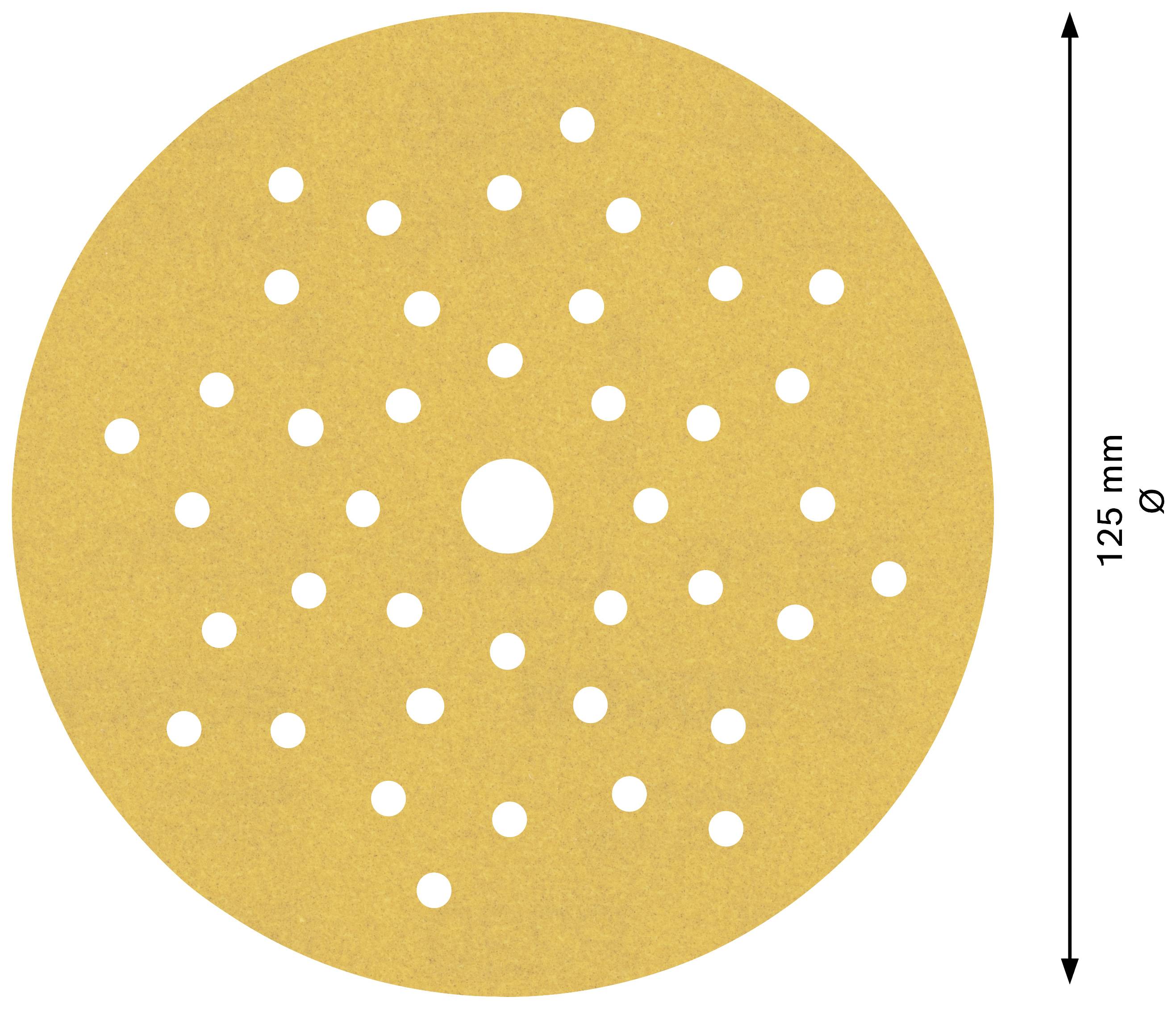Runde Schleifscheibe mit Lochmuster; Durchmesser: 125 mm.