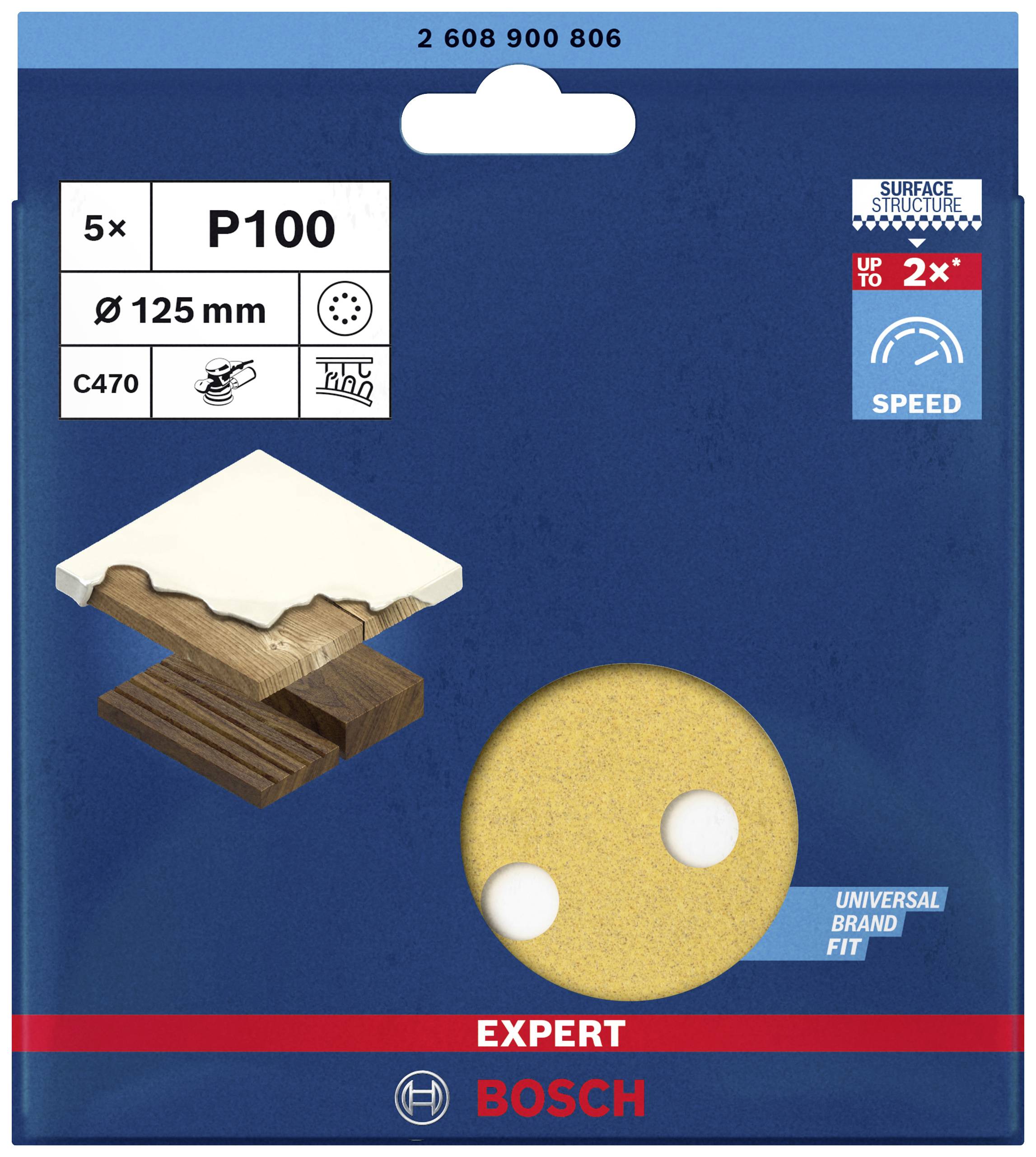 Bosch Accessories EXPERT C470 2608900806 Exzenterschleifpapier gelocht Körnung (num) 100 (Ø) 125mm 5St.