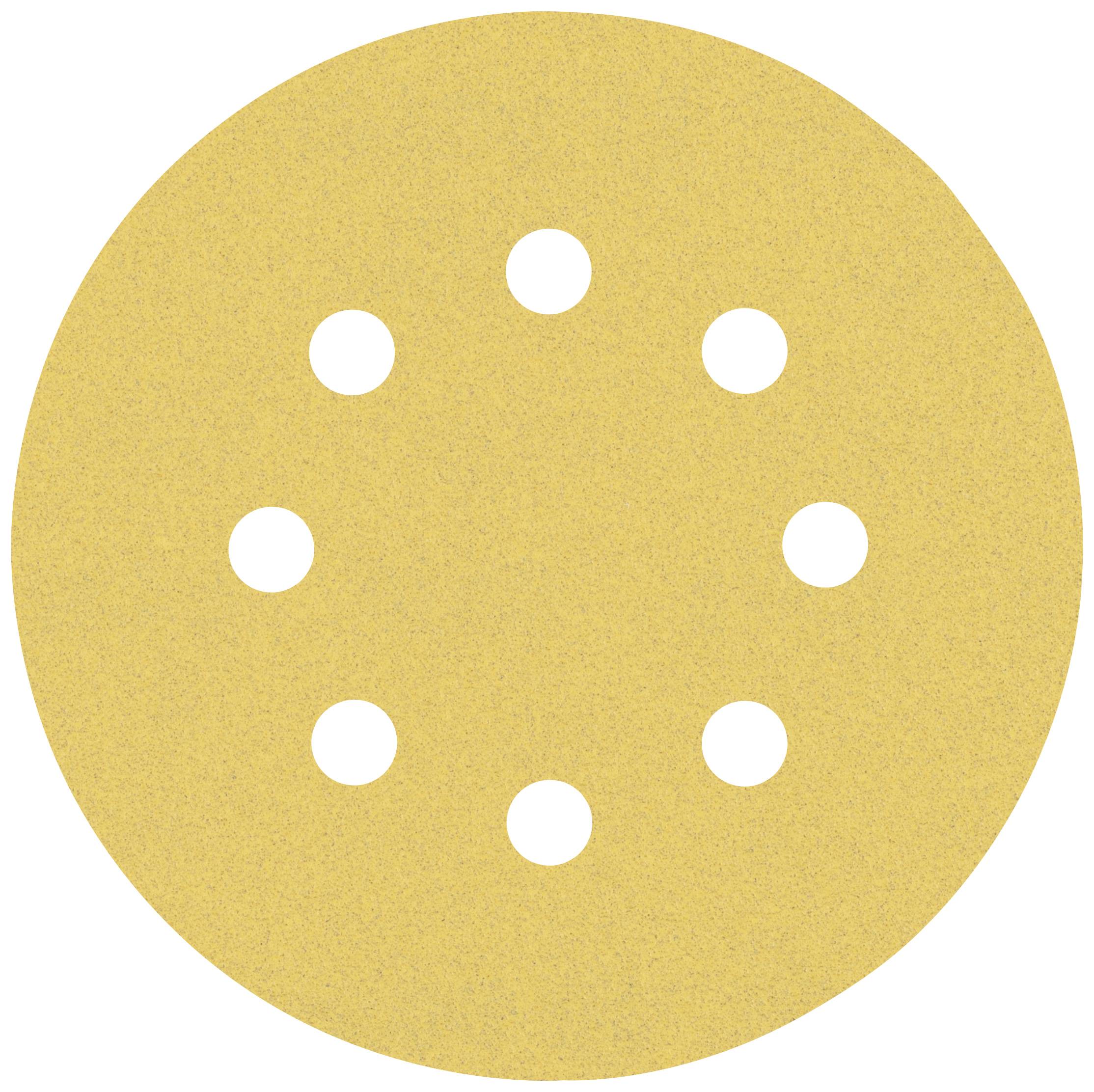 Eine runde Schleifscheibe mit neun symmetrisch verteilten Löchern, die für die Verwendung mit Schleifwerkzeugen konzipiert ist.