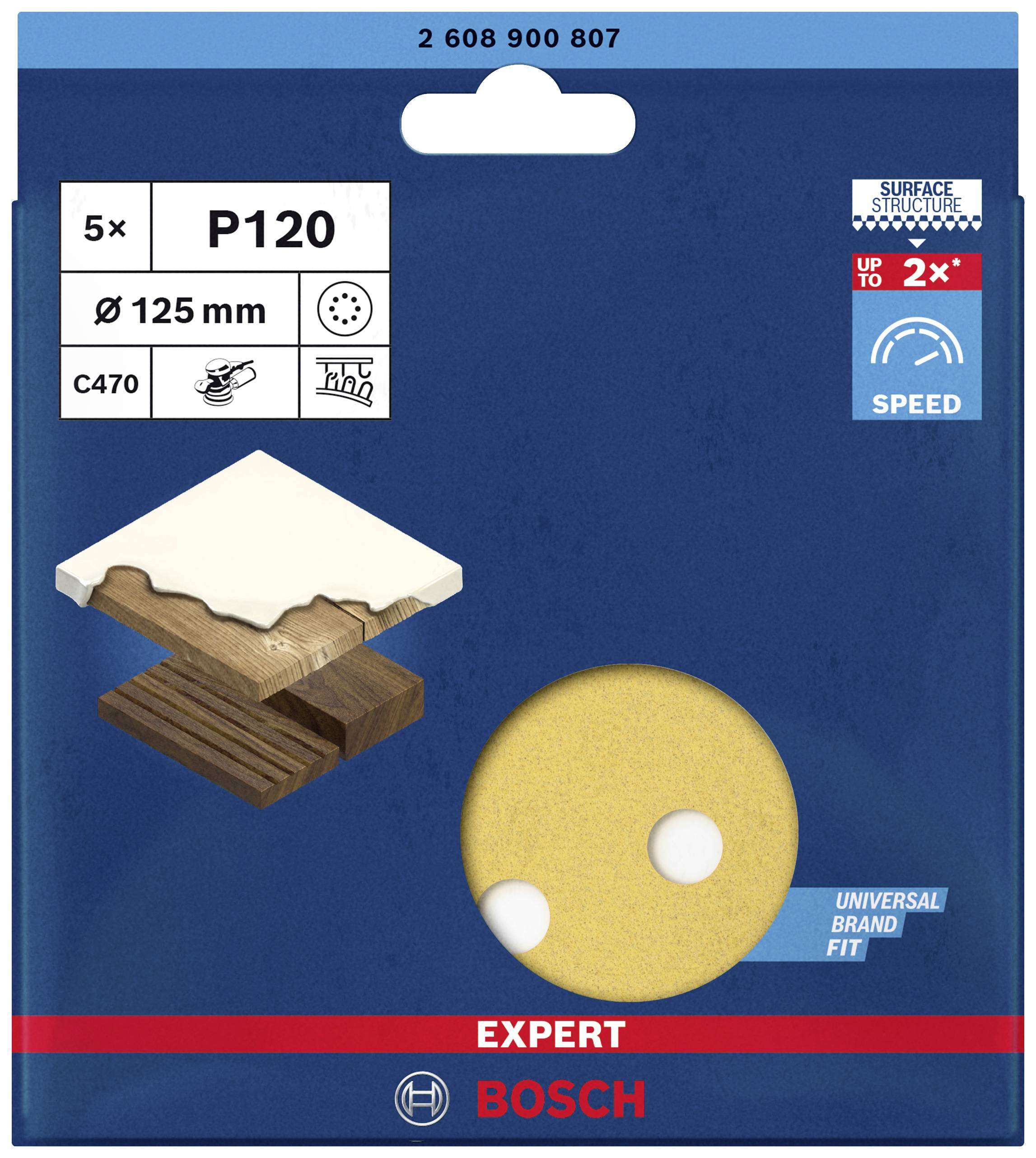 Bosch Accessories EXPERT C470 2608900807 Exzenterschleifpapier gelocht Körnung (num) 120 (Ø) 125mm 5St.
