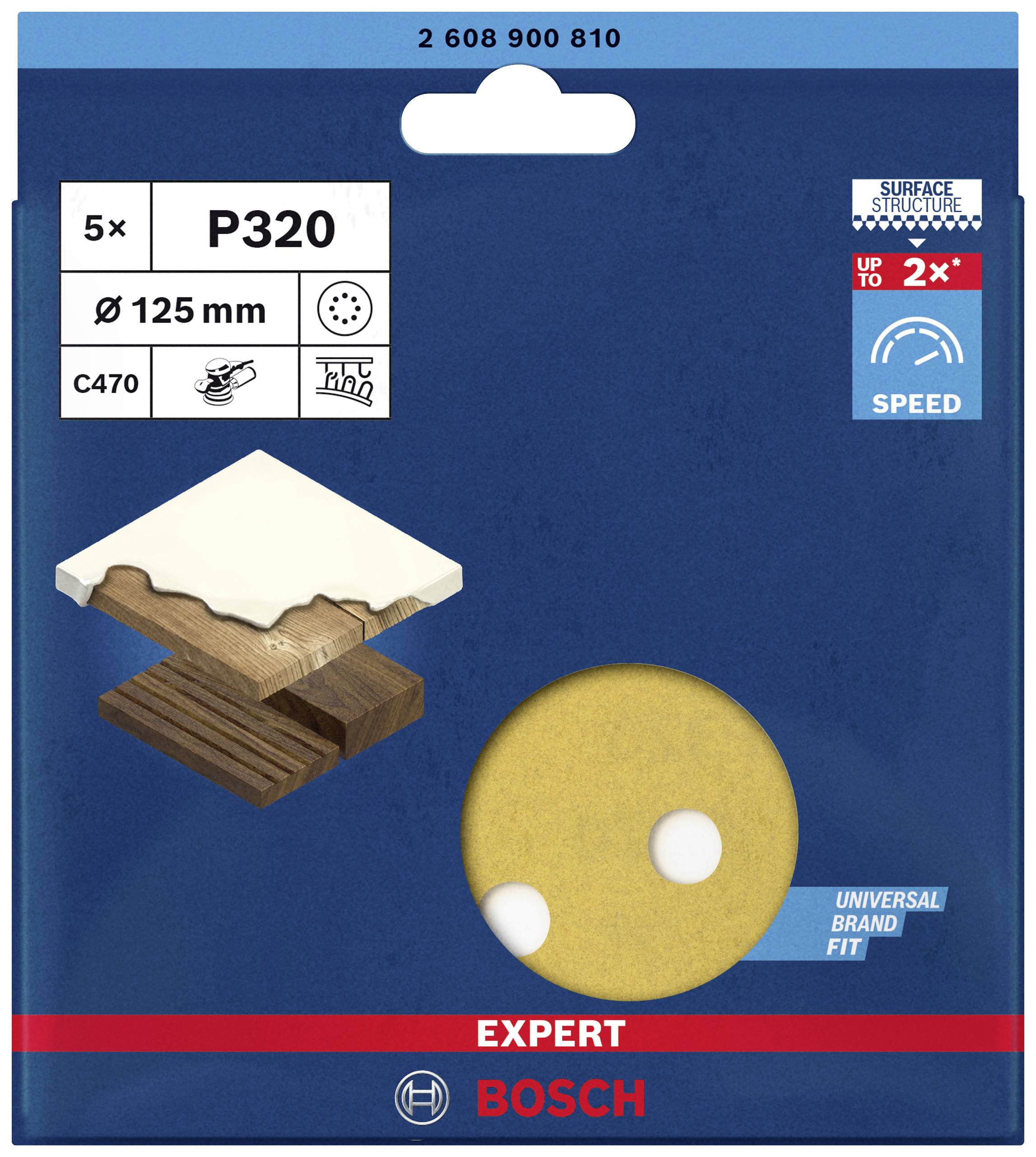 Bosch Accessories EXPERT C470 2608900810 Exzenterschleifpapier gelocht Körnung (num) 320 (Ø) 125mm 5St.