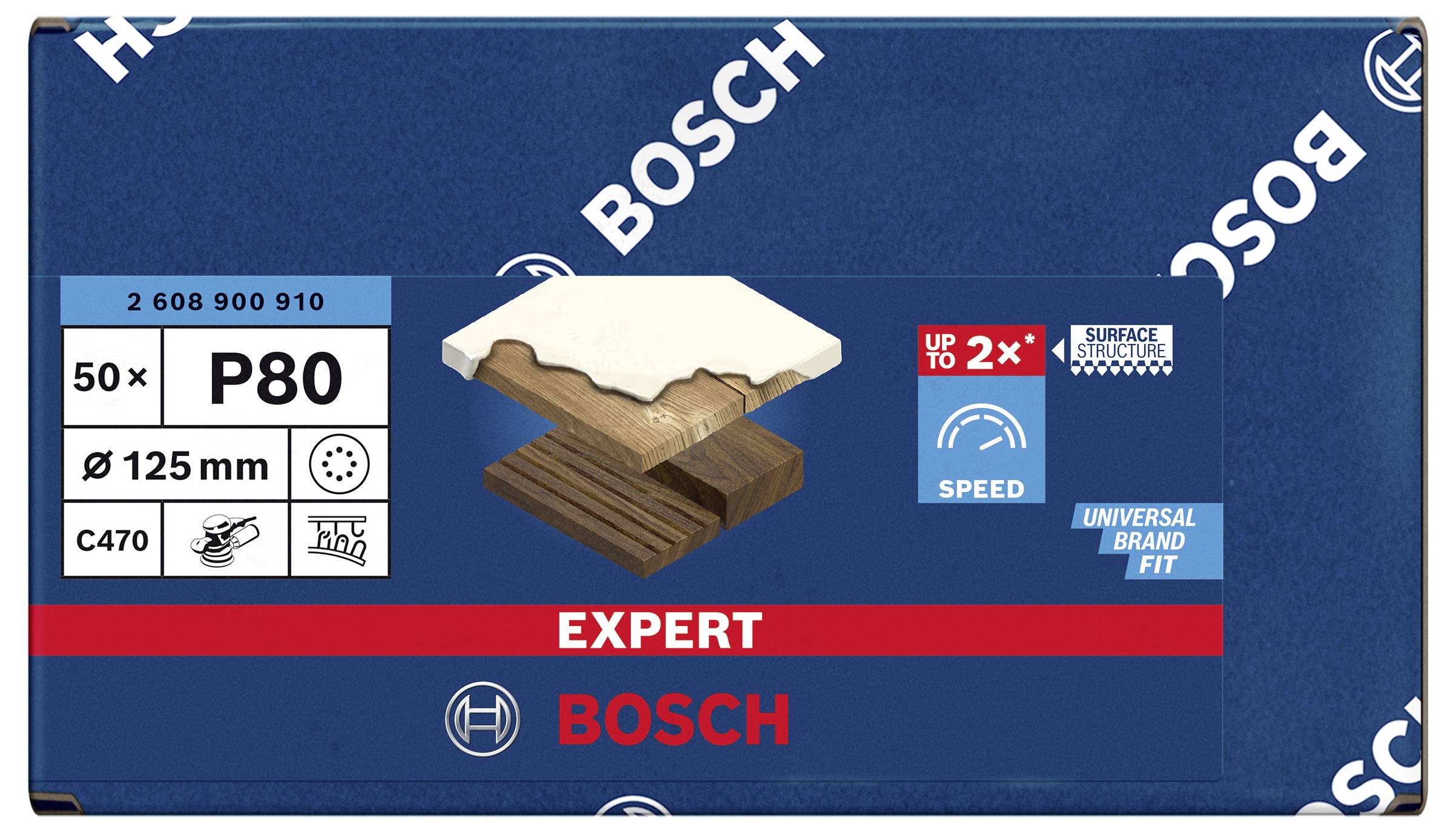Bosch Accessories EXPERT C470 2608900910 Exzenterschleifpapier gelocht Körnung (num) 80 (Ø) 125mm 50St.