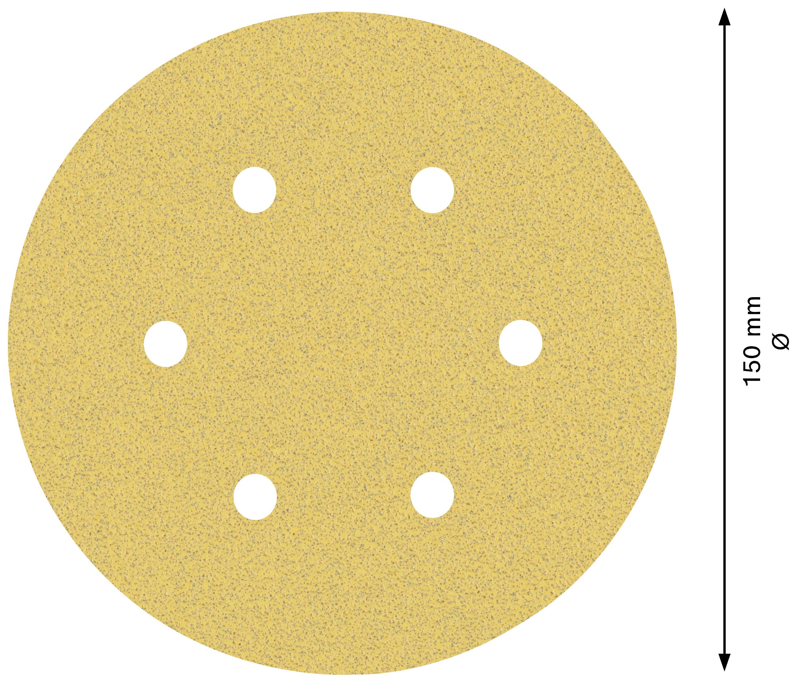 Runde Schleifscheibe mit 6 Löchern und einem Durchmesser von 150 mm.