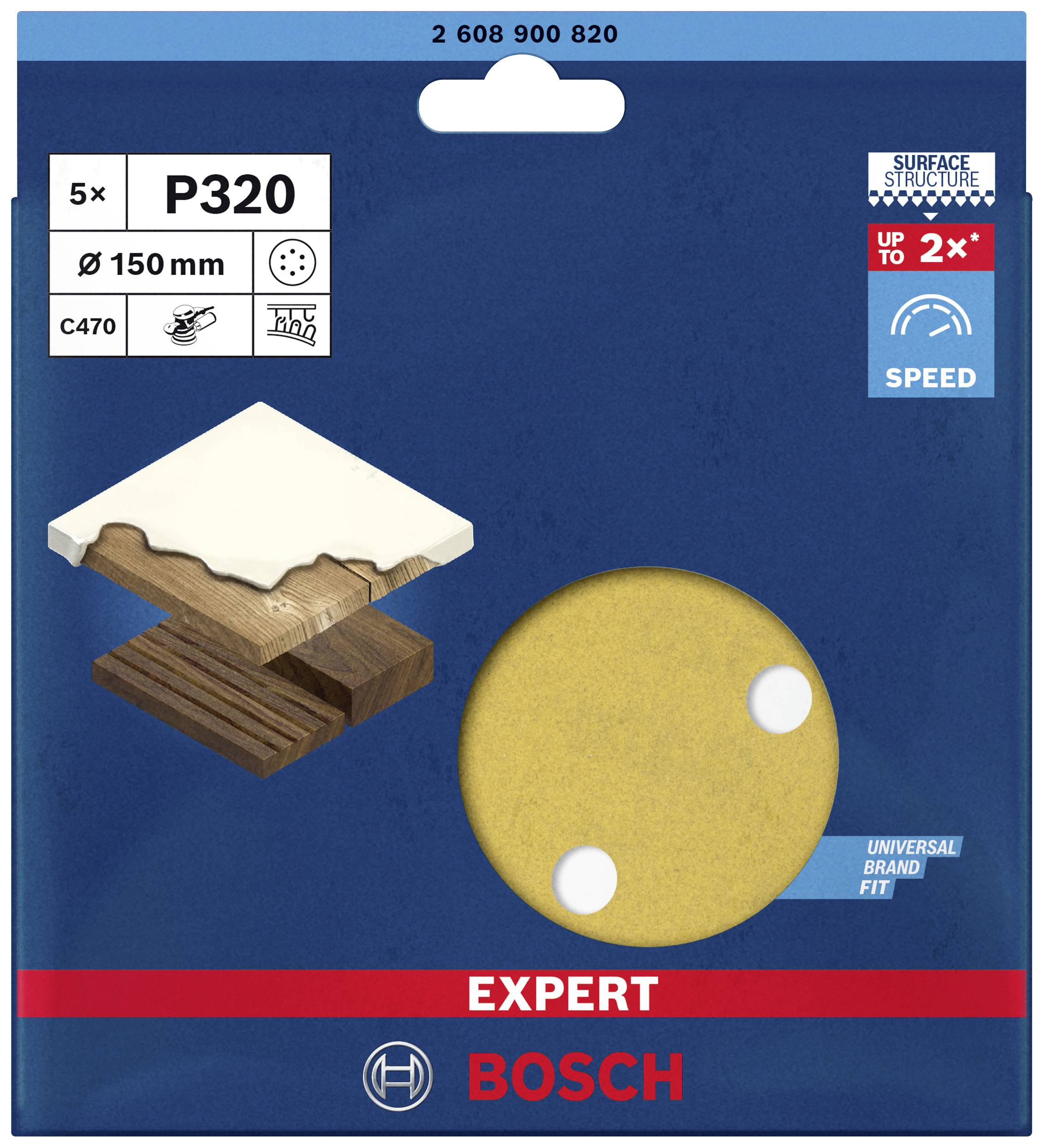 Bosch Expert Schleifscheiben P320, 150 mm. 5 Stück. Universal einsetzbar für Holz und Metall. Effiziente Oberflächenbearbeitung.