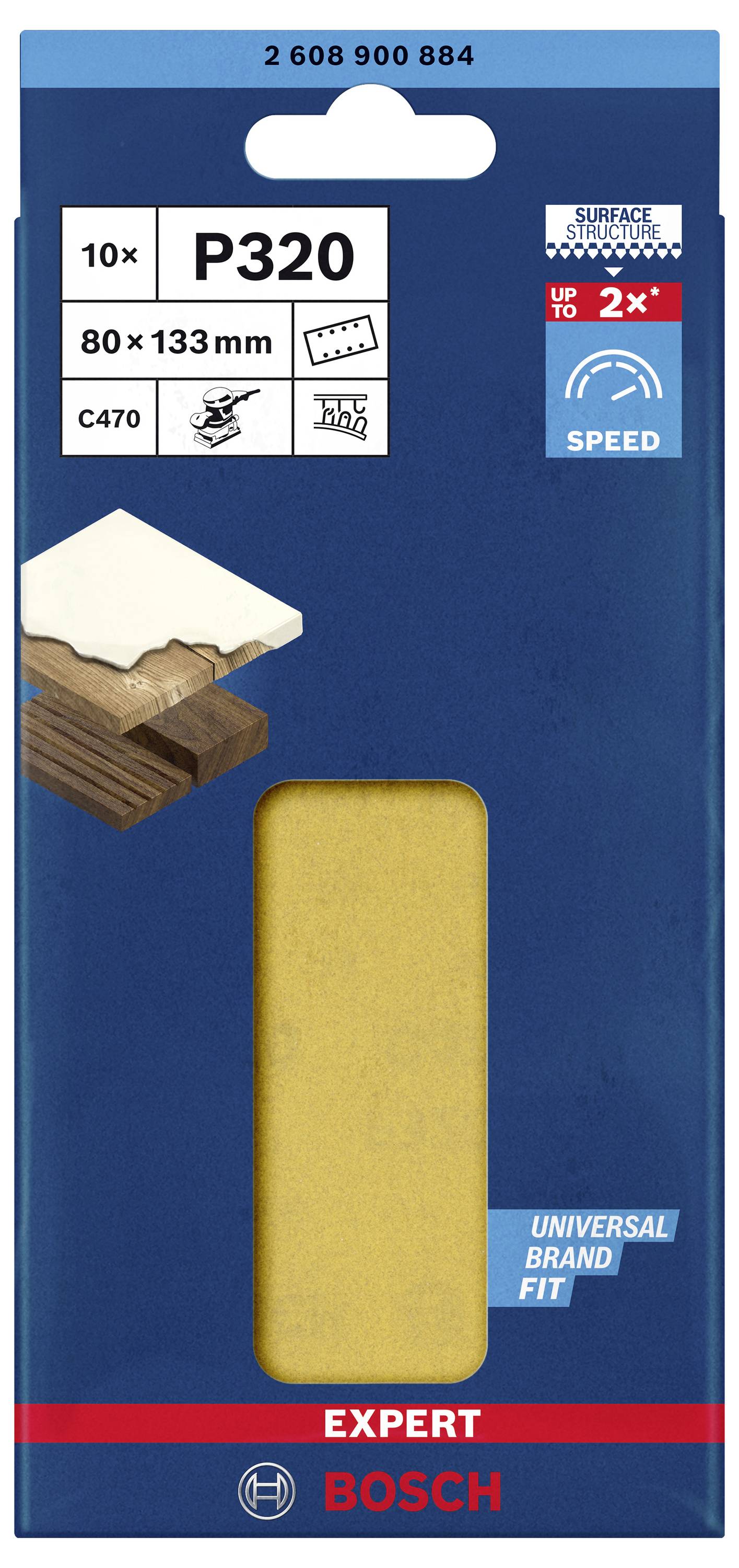 Bosch Accessories EXPERT C470 2608900884 Schwingschleifpapier gelocht Körnung (num) 320 (L x B) 133mm x 80mm 10St.