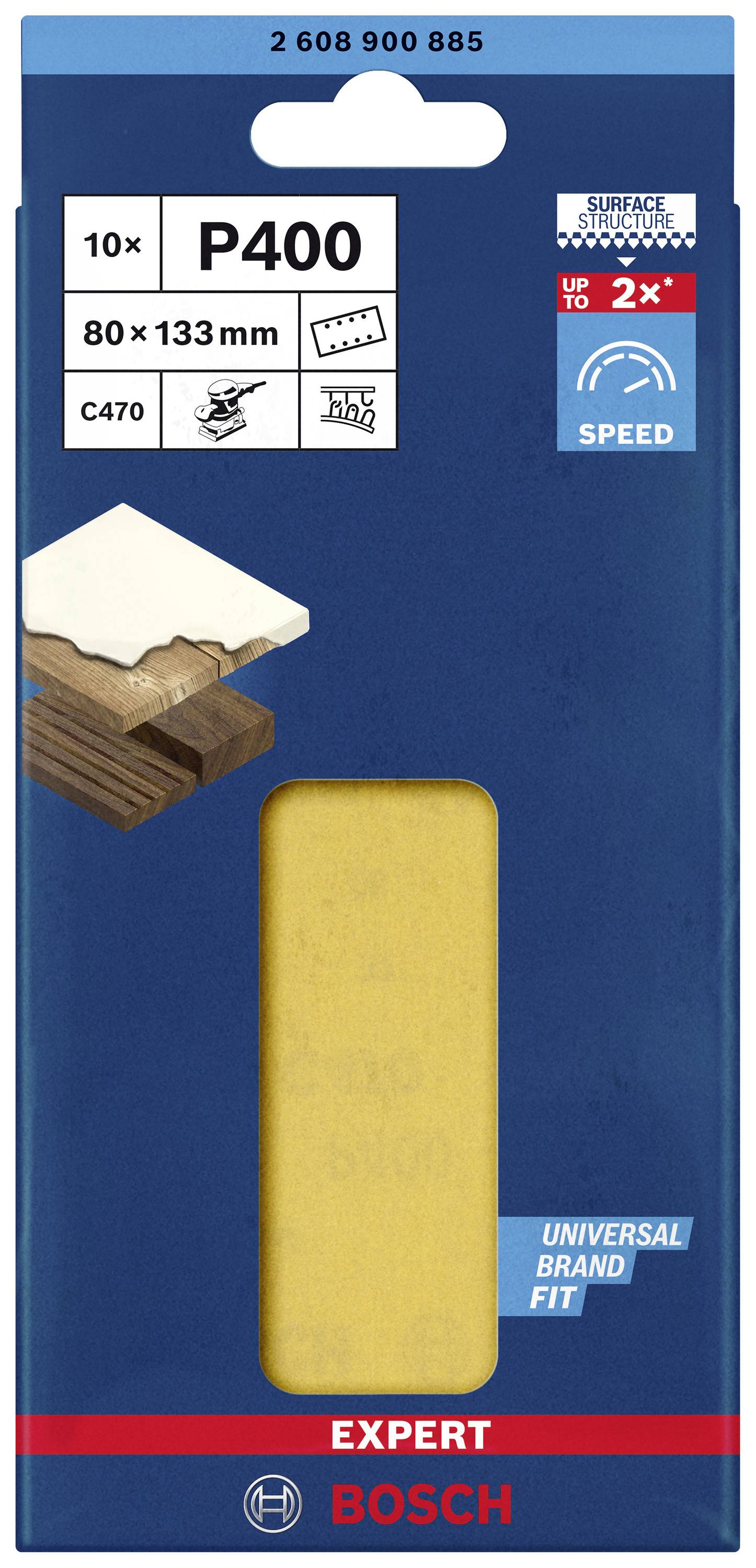 Bosch Accessories EXPERT C470 2608900885 Schwingschleifpapier gelocht Körnung (num) 400 (L x B) 133mm x 80mm 10St.