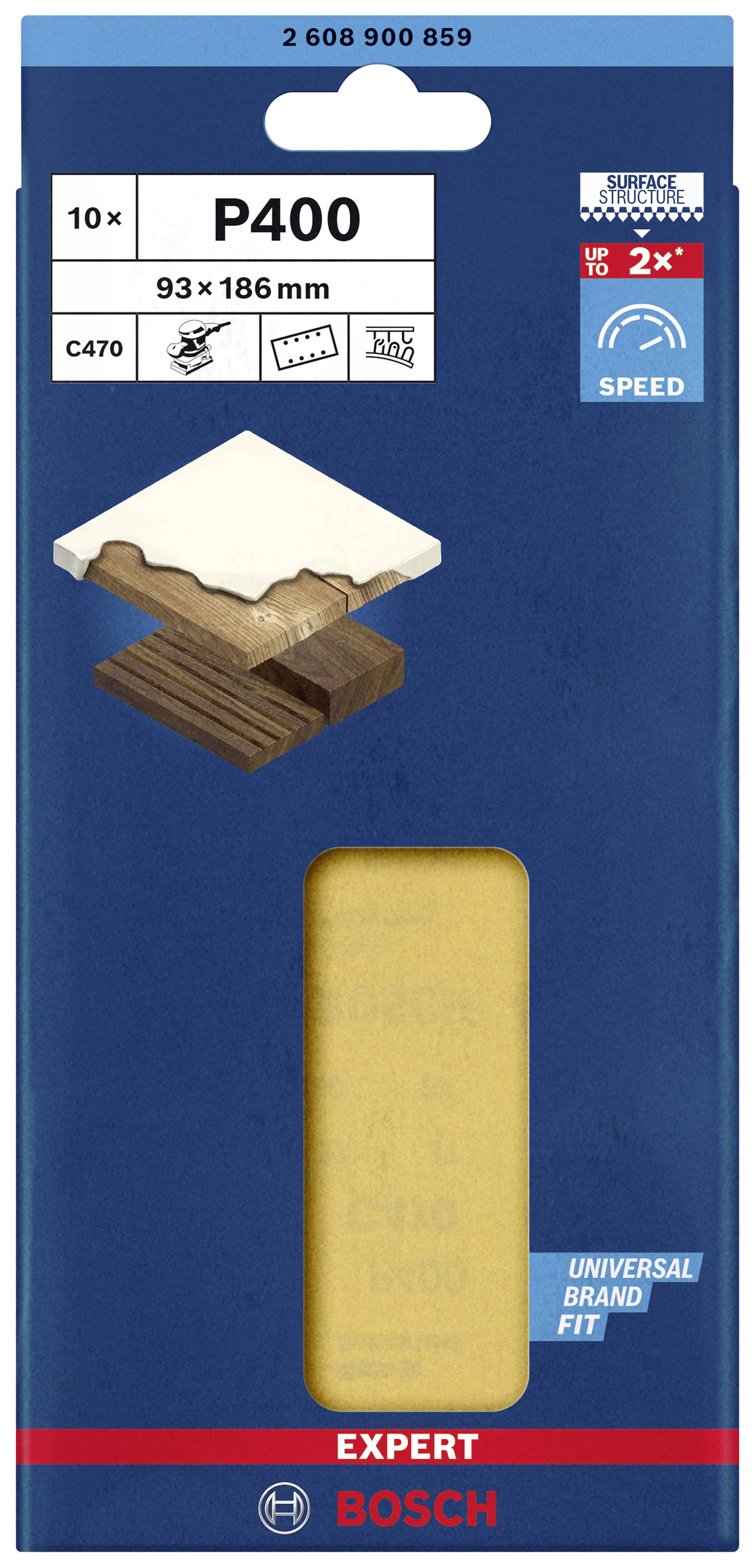 Bosch Accessories EXPERT C470 2608900859 Schwingschleifpapier gelocht Körnung (num) 400 (L x B) 230mm x 93mm 10St.