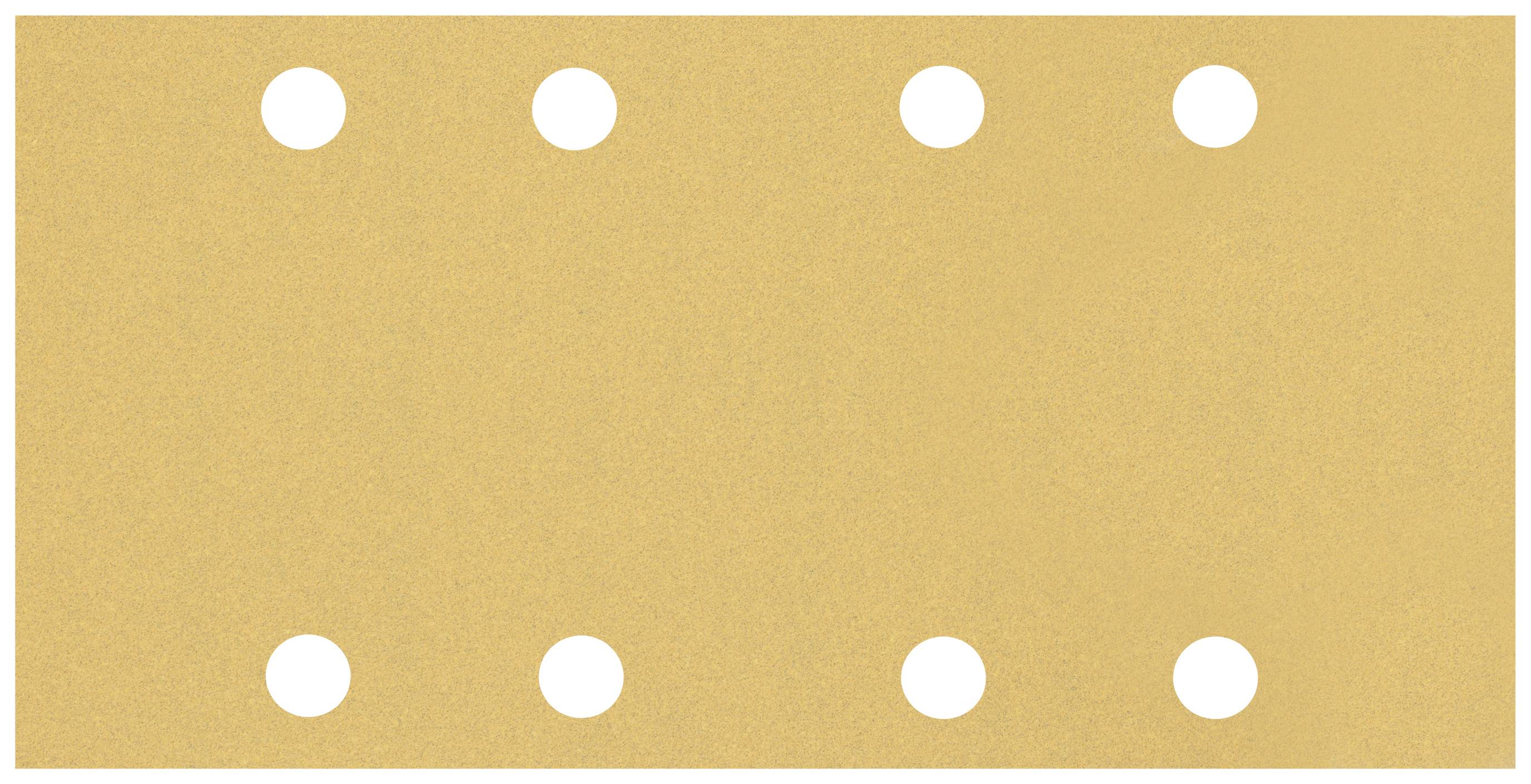 Sechs gleichmäßig verteilte weiße Punkte auf einem rechteckigen, orangefarbenen Hintergrund.