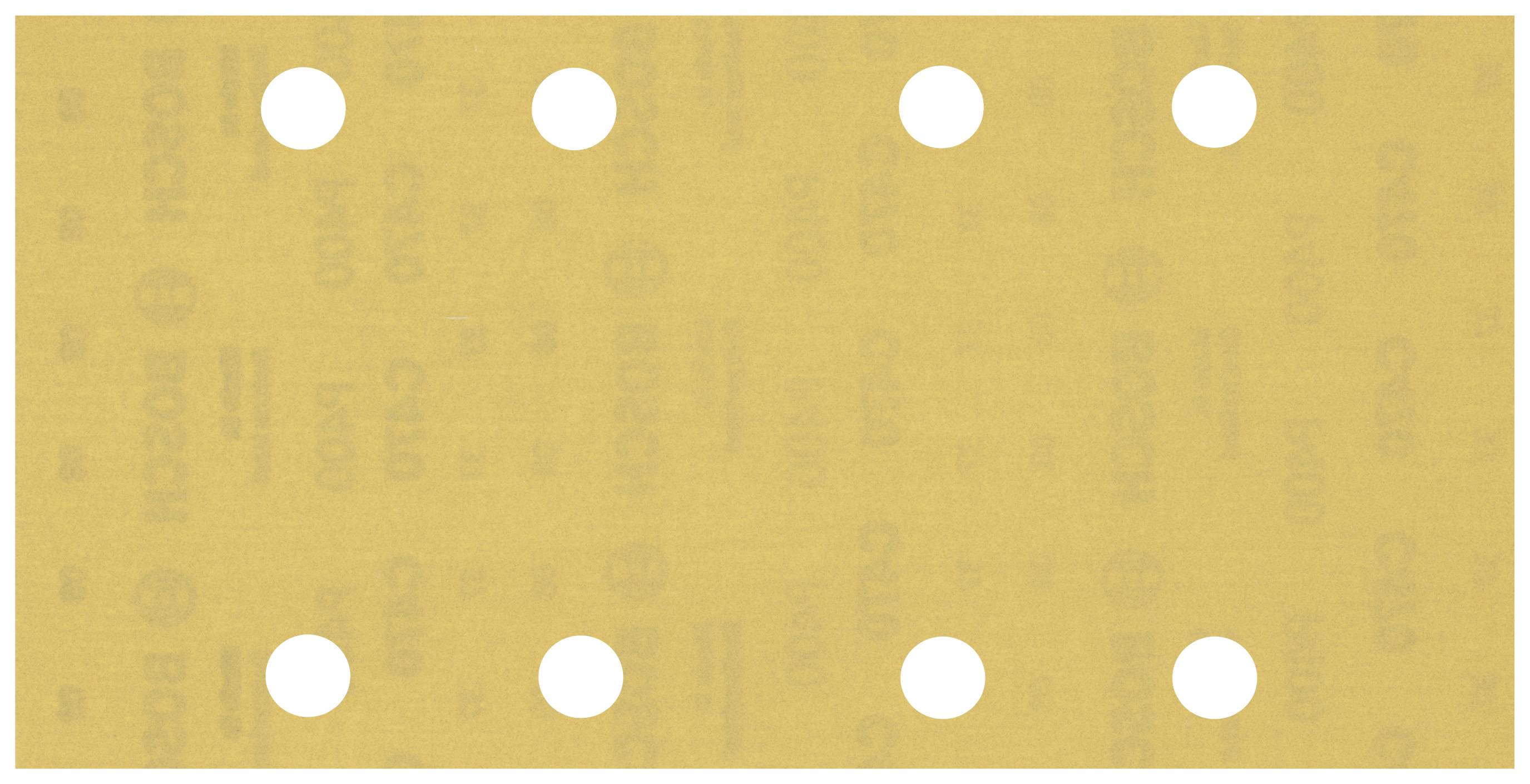 Gelbes Schleifpapier mit sechs gleichmäßig verteilten Löchern für Schleifmaschinen.