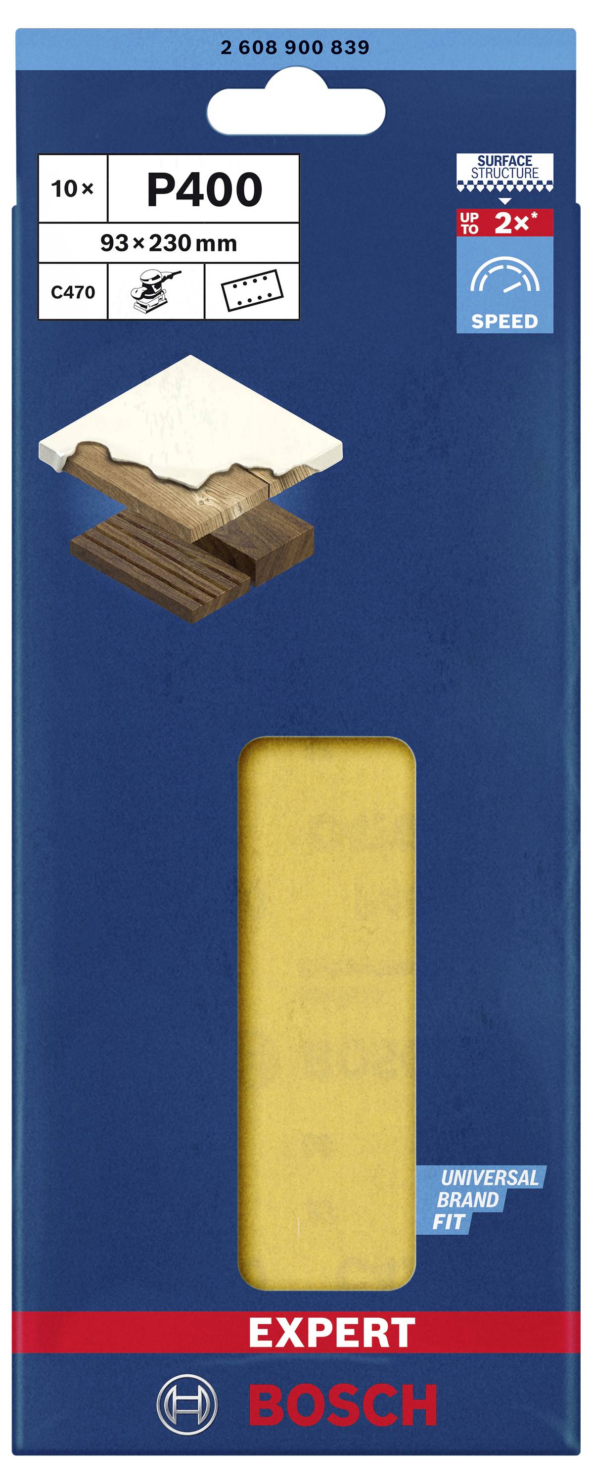 Bosch Accessories EXPERT C470 2608900839 Schwingschleifpapier gelocht Körnung (num) 400 (L x B) 230mm x 93mm 10St.