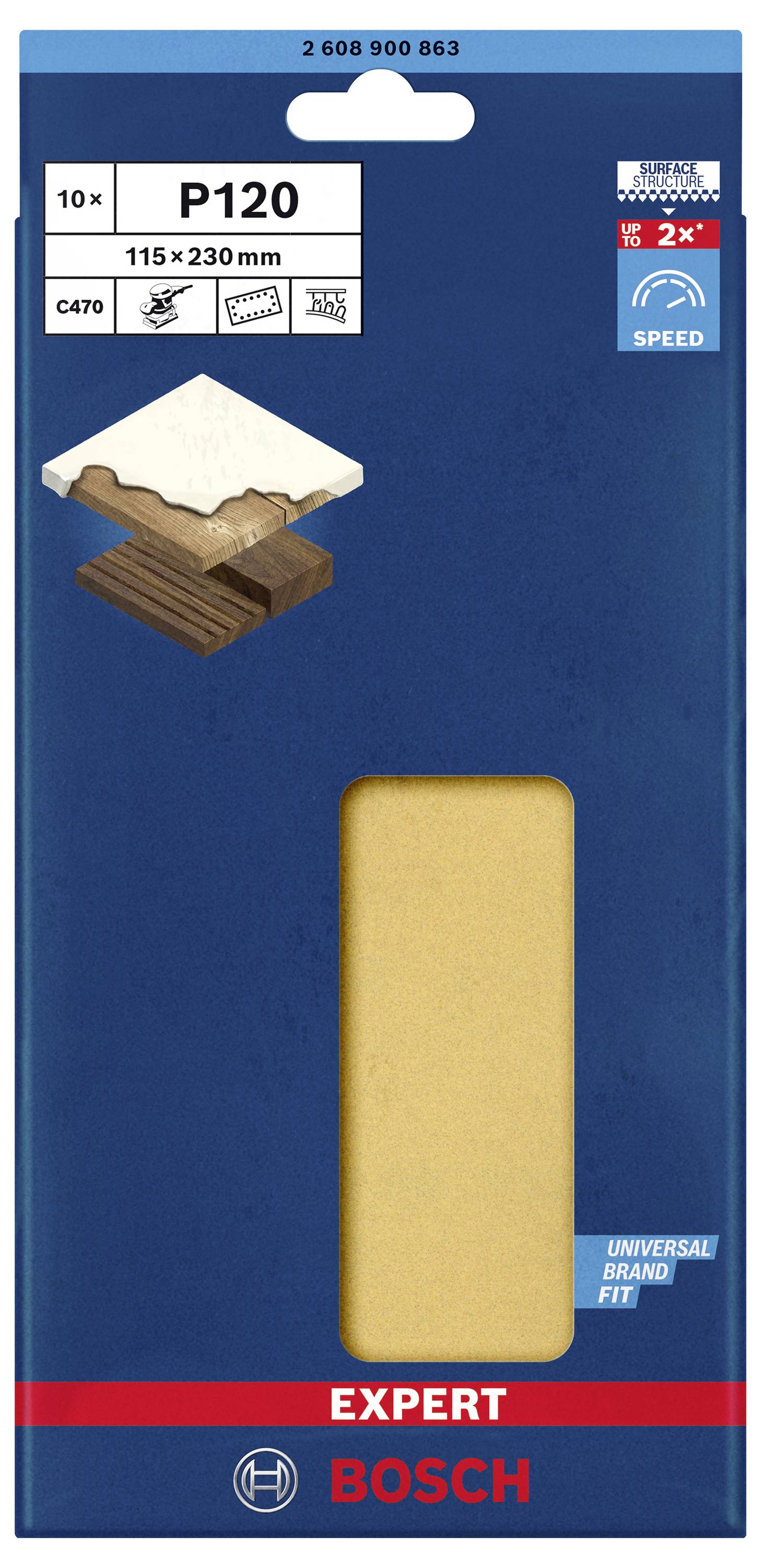 Bosch Accessories EXPERT C470 2608900863 Schwingschleifpapier gelocht Körnung (num) 120 (L x B) 230mm x 115mm 10St.