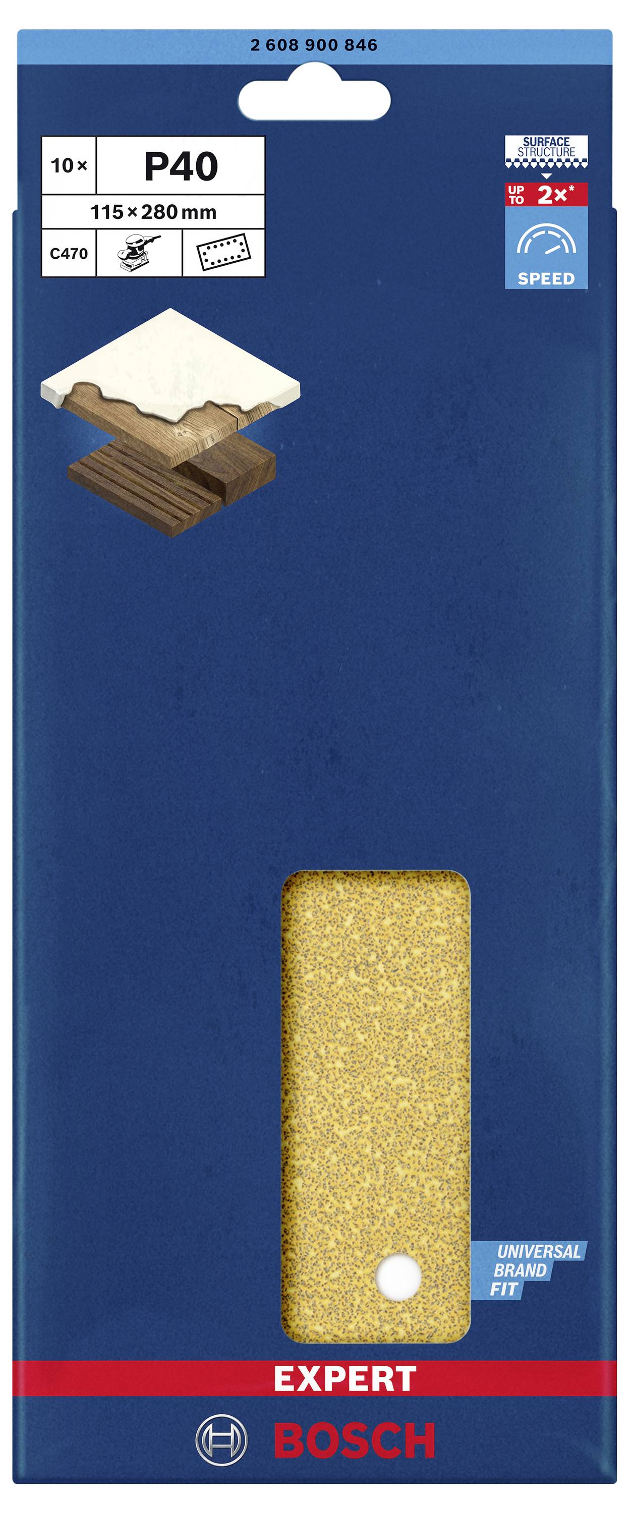 Bosch Accessories EXPERT C470 2608900846 Schwingschleifpapier gelocht Körnung (num) 40 (L x B) 280mm x 115mm 10St.