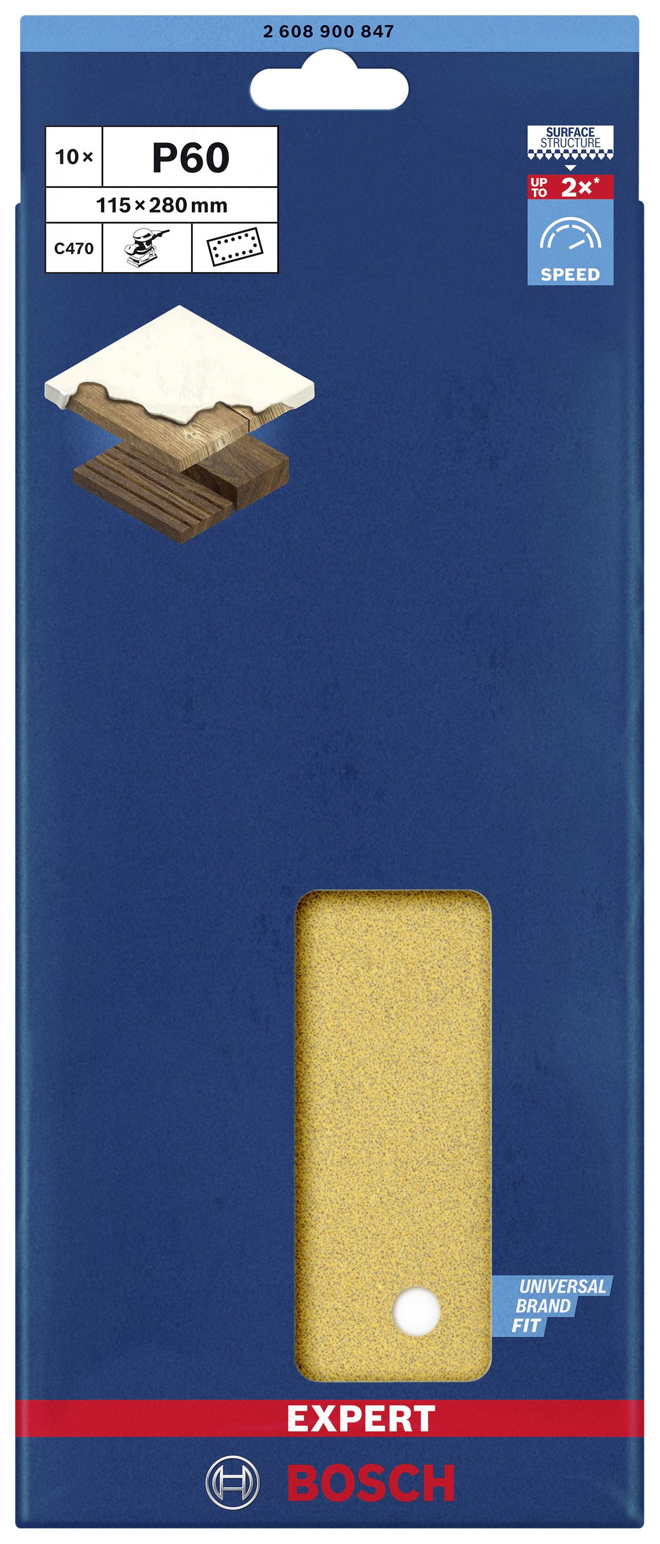 Bosch Accessories EXPERT C470 2608900847 Schwingschleifpapier gelocht Körnung (num) 60 (L x B) 280mm x 115mm 10St.