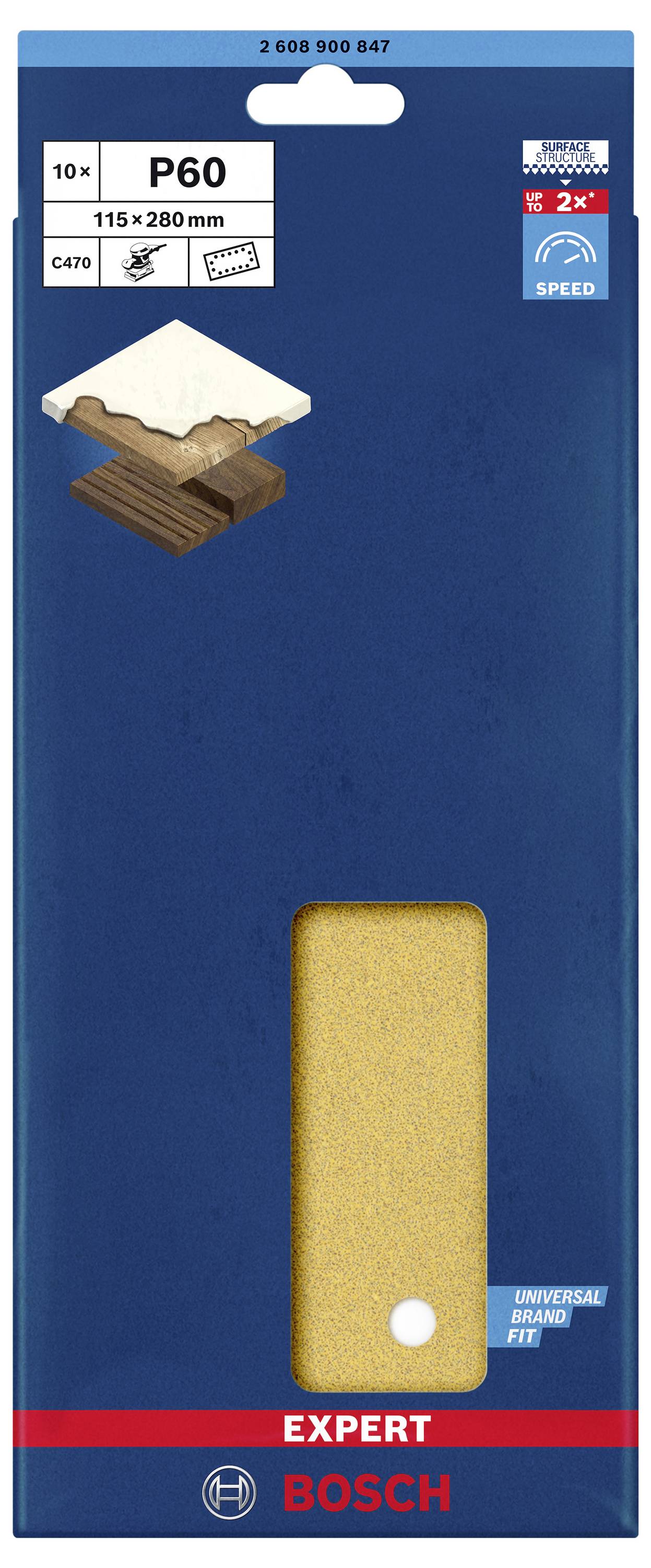 Bosch Accessories EXPERT C470 2608900847 Schwingschleifpapier gelocht Körnung (num) 60 (L x B) 280mm x 115mm 10St.