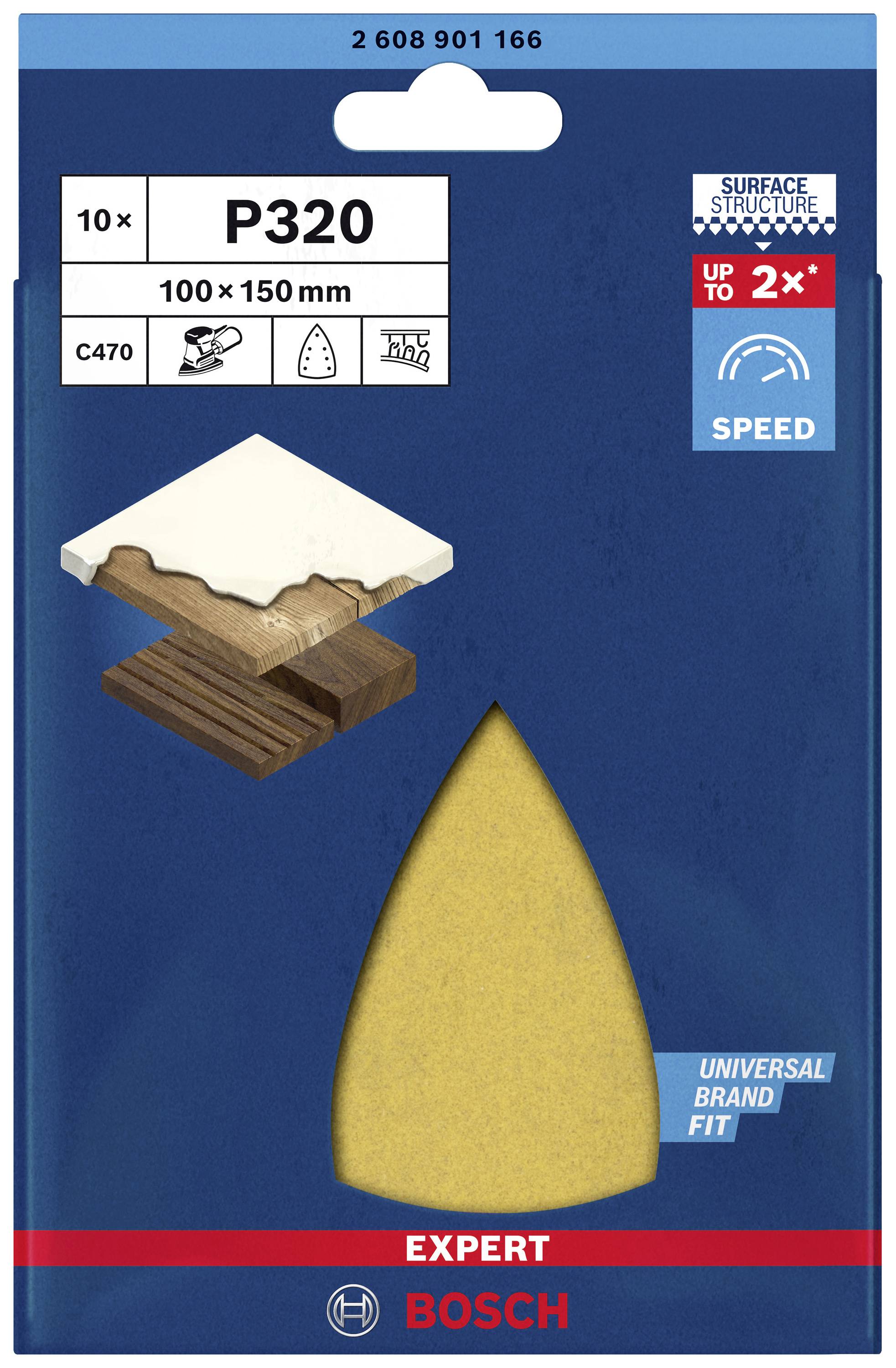 Bosch Accessories EXPERT C470 2608901166 Multischleifpapier gelocht Körnung (num) 320 (L x B) 150mm x 100mm 10St.