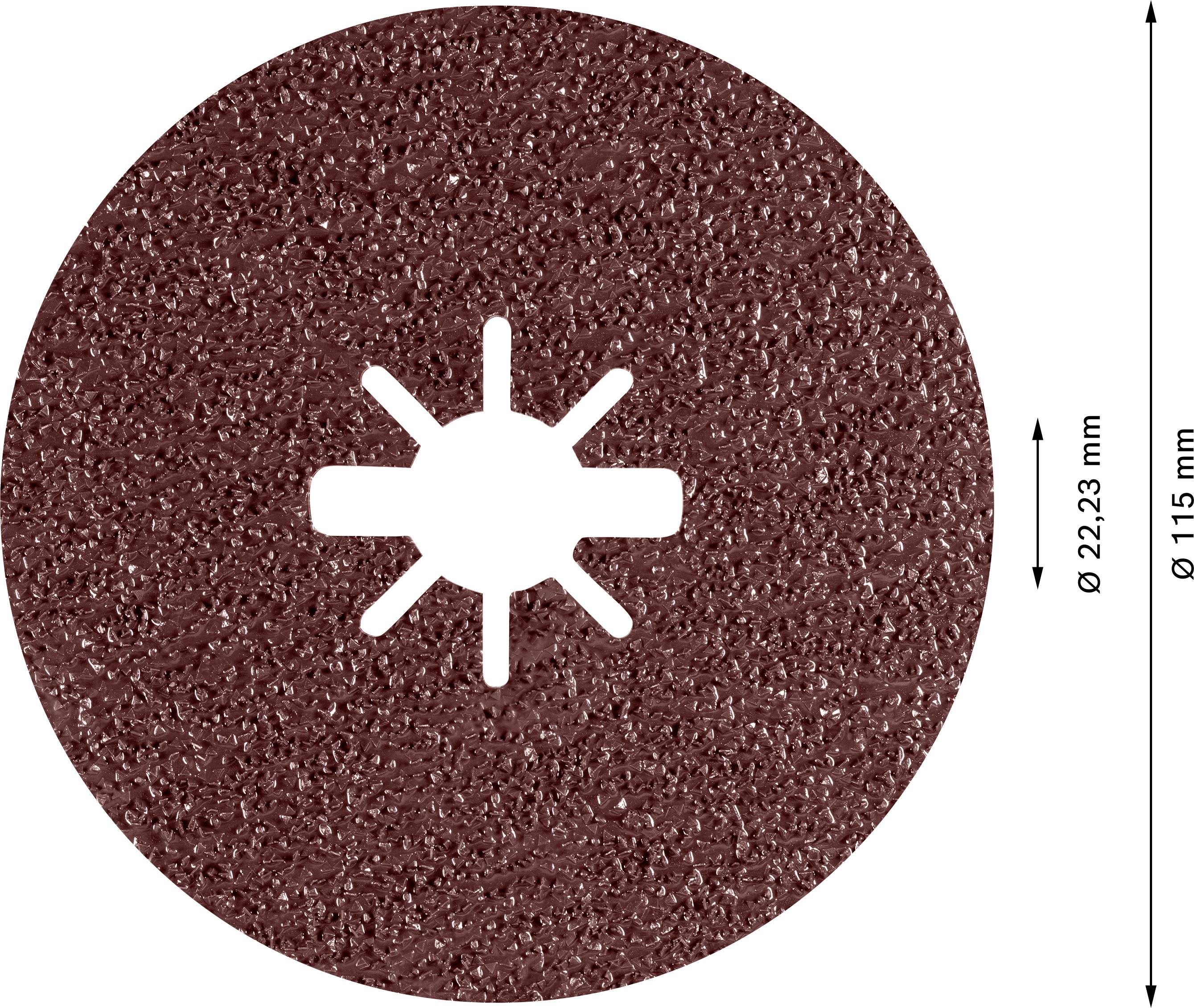 Schleifscheibe mit einem Durchmesser von 115 mm und einer inneren Öffnung von 22,23 mm, beschrieben als ein Schleifwerkzeug.