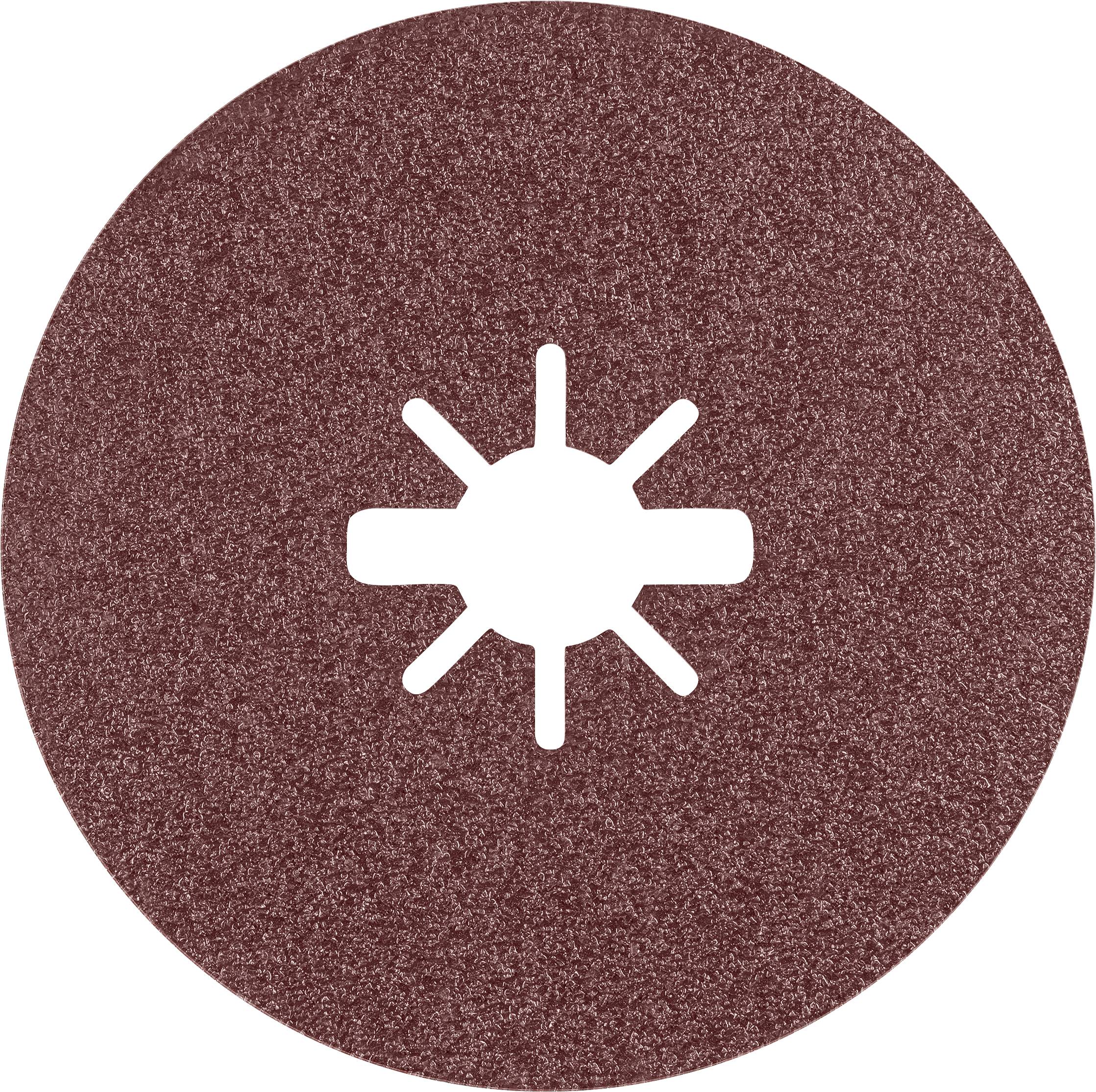 Braune Schleifscheibe mit zentralem Loch und sternförmigem Muster.