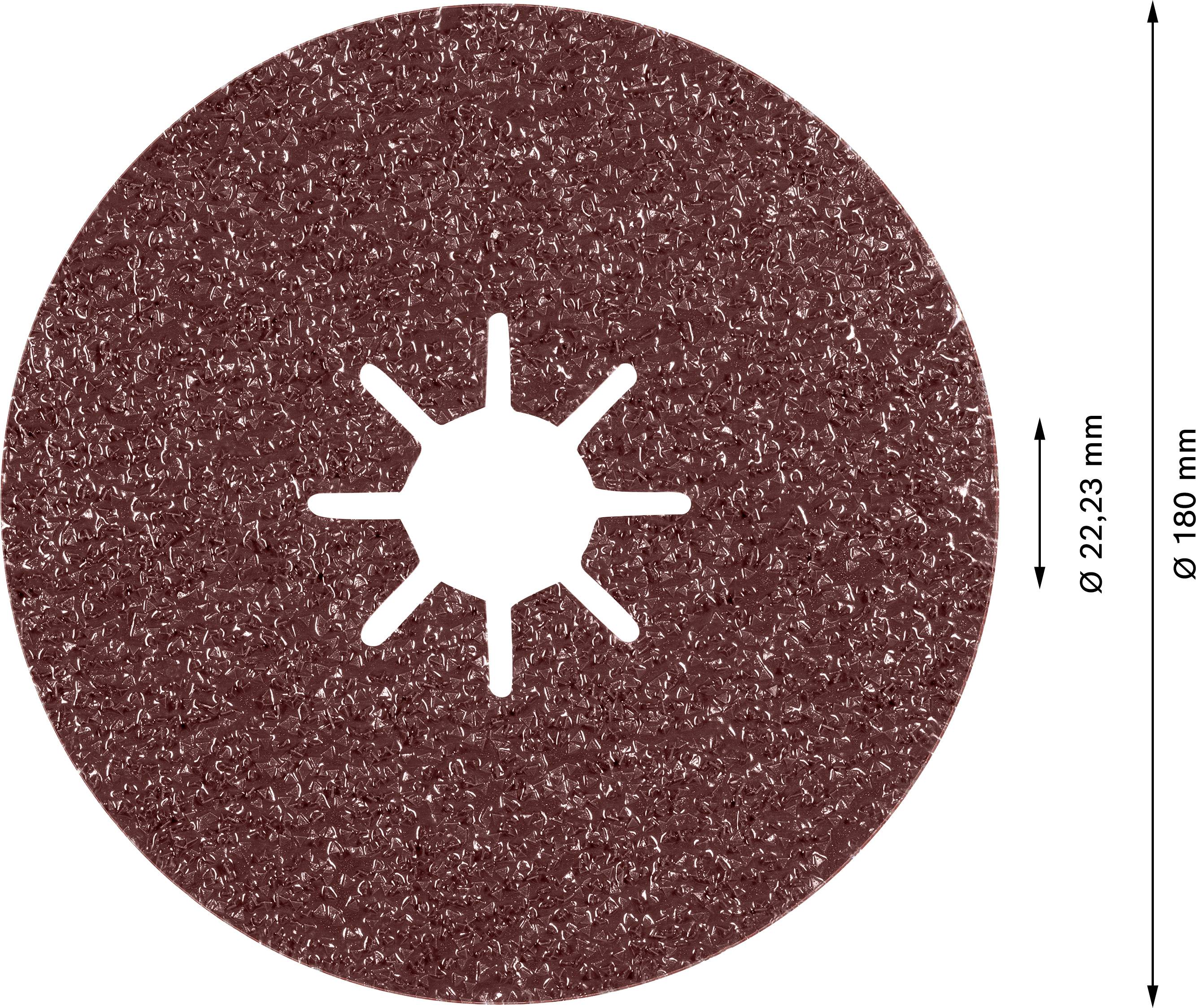 Schleifscheibe mit einem Durchmesser von 180 mm und einer Bohrung von 22,23 mm. Geeignet für Materialienbearbeitung.