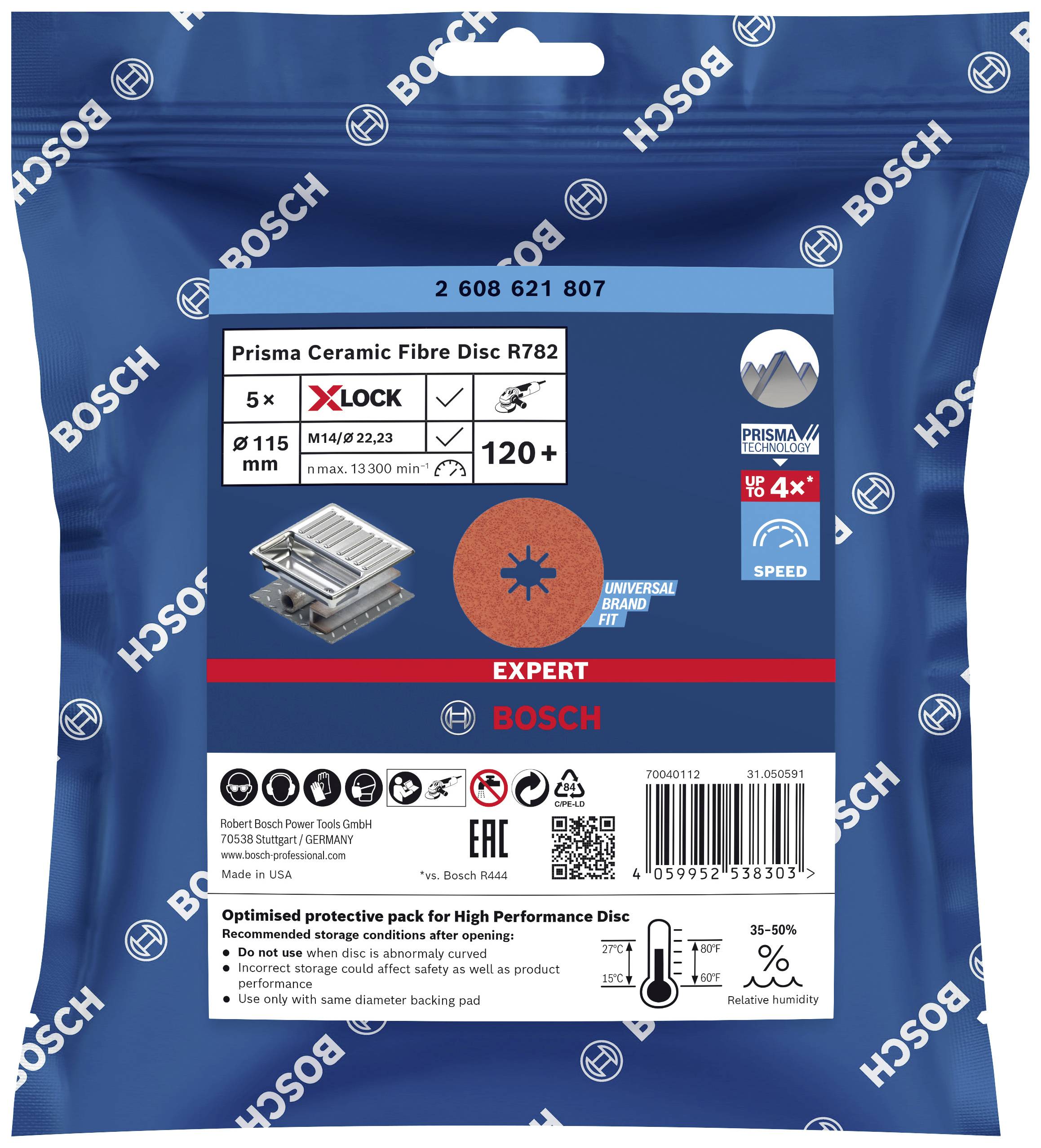 Bosch Accessories 2608621807 Fiberscheibe Durchmesser 115mm Bohrungs-Ø 22.23mm 5St.