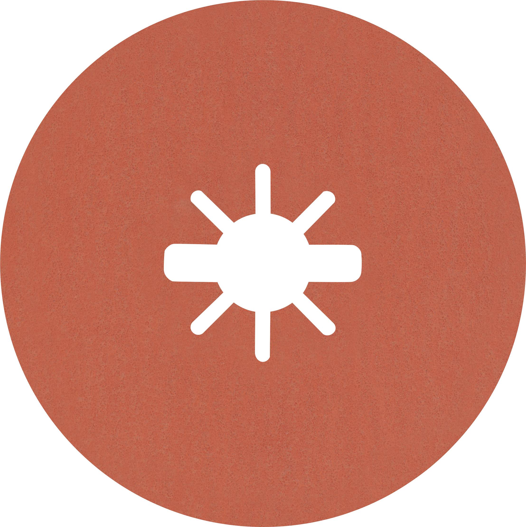 Symbol eines weißen Sonnenstrahls auf rotem Kreis, das Helligkeit oder Sonnenschein darstellen könnte.