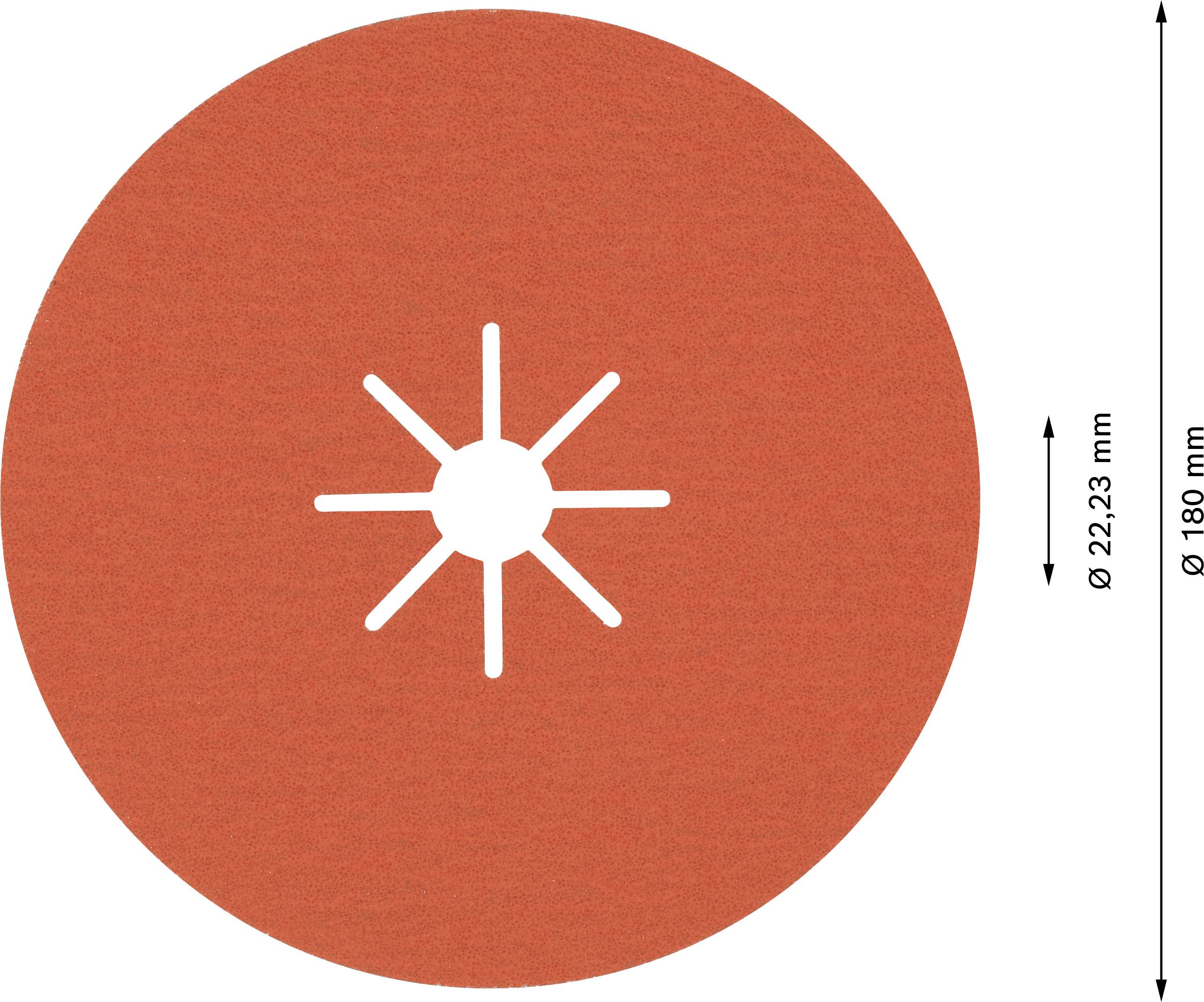 Rotes Scheibenbild mit zentrischem weißen Speichenmuster. Durchmesser: 180 mm. Zentrales Loch: 22,23 mm.