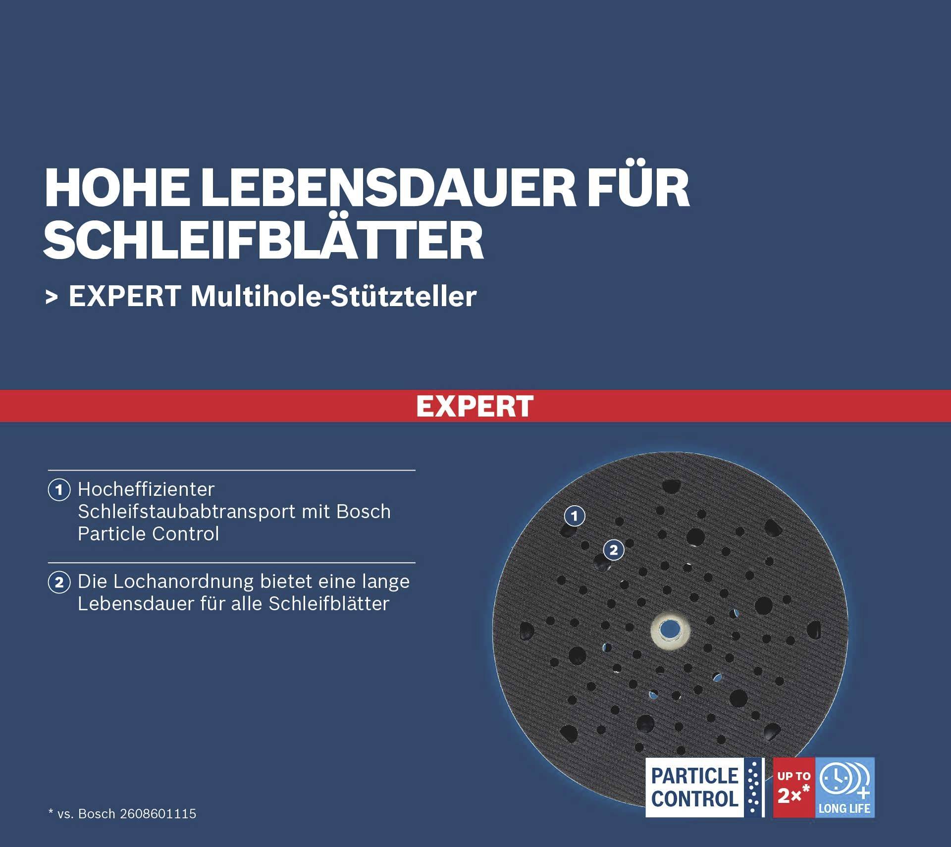 Bosch Accessories 2608900011 EXPERT Multihole Stützteller für Bosch, 150 mm, hart Durchmesser 150mm