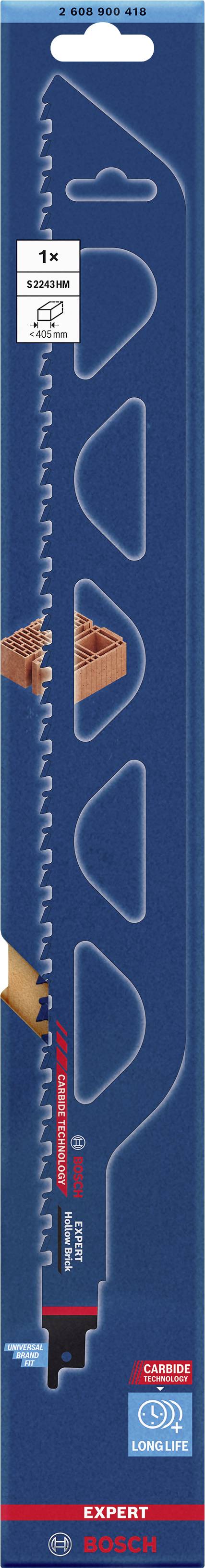 Bosch Accessories 2608900418 EXPERT ‘Hollow Brick’ S 2243 HM Säbelsägeblatt, 1 Stück Sägeblatt-Länge 455 mm 1 St.