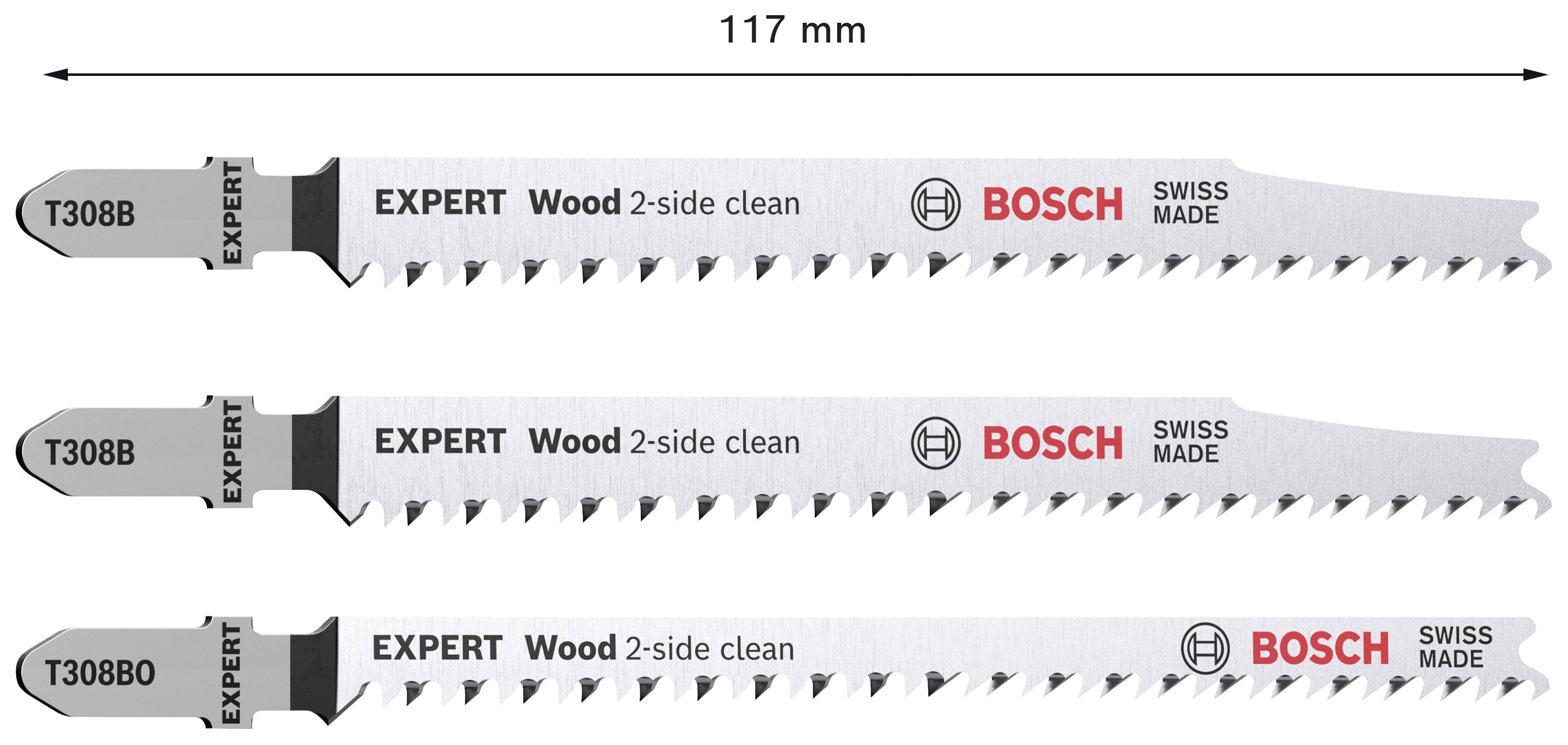 Bosch Accessories 2608900559 EXPERT ‘Wood 2-side clean‘ Stichsägeblatt-Set, 3-tlg., T308B/BO 3St.