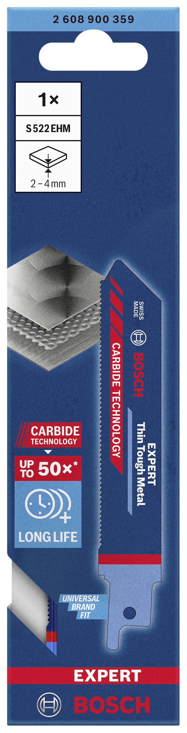 Bosch Sägeblatt 'EXPERT Thin Metal' für Metallschnitte, 1 Stück, lange Lebensdauer durch Karbidtechnologie, für 2-4 mm Stärke.