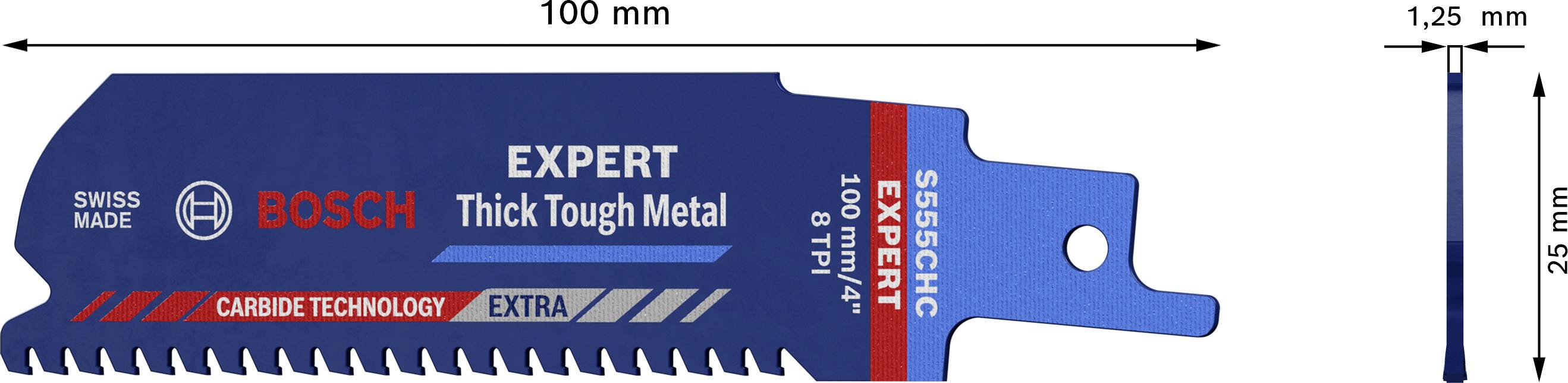 Bosch Accessories 2608900364 EXPERT ‘Thick Tough Metal’ S 555 CHC Säbelsägeblatt, 1 Stück Sägeblatt-Länge 100 mm 1 St.