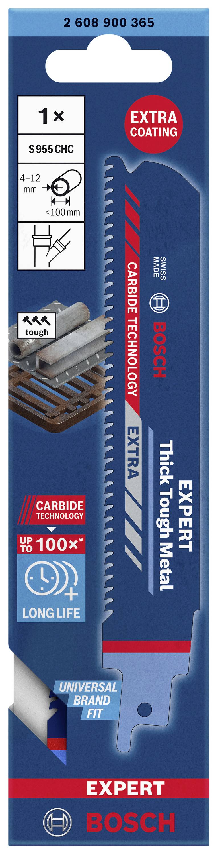 Bosch Accessories 2608900365 EXPERT ‘Thick Tough Metal’ S 955 CHC Säbelsägeblatt, 1 Stück Sägeblatt-Länge 150 mm 1 St.