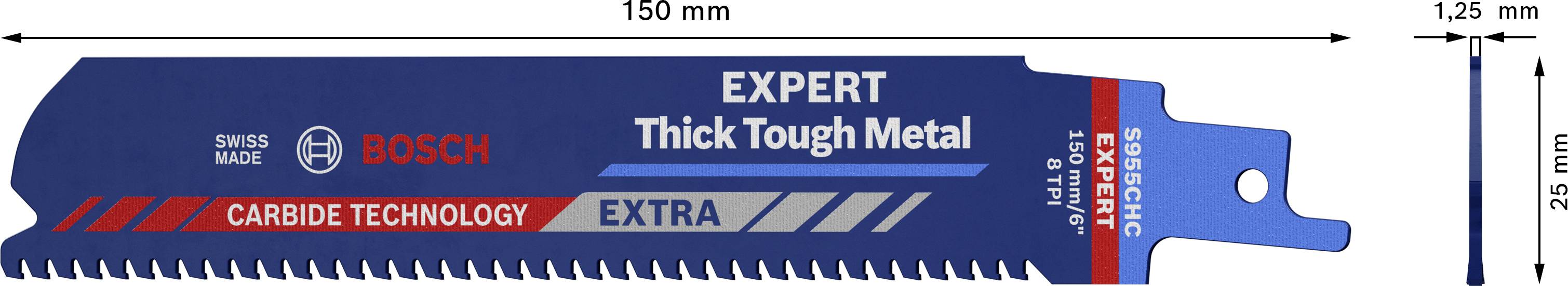 Bosch Accessories 2608900366 EXPERT ‘Thick Tough Metal’ S 955 CHC Säbelsägeblatt, 3 Stück Sägeblatt-Länge 150 mm 3 St.