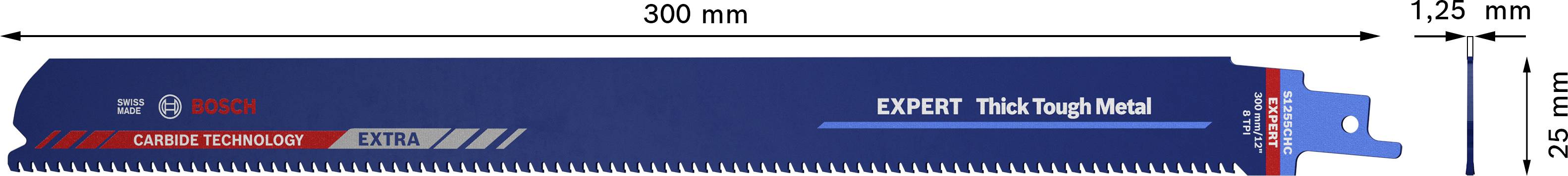 Bosch Accessories 2608900372 EXPERT ‘Thick Tough Metal’ S 1255 CHC Säbelsägeblatt, 10 Stück Sägeblatt-Länge 300mm 10St.