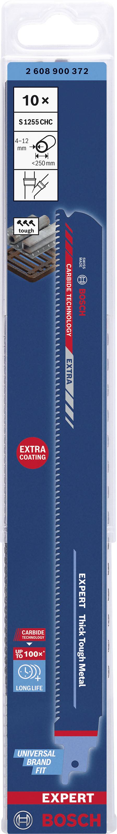 Bosch Accessories 2608900372 EXPERT ‘Thick Tough Metal’ S 1255 CHC Säbelsägeblatt, 10 Stück Sägeblatt-Länge 300mm 10St.