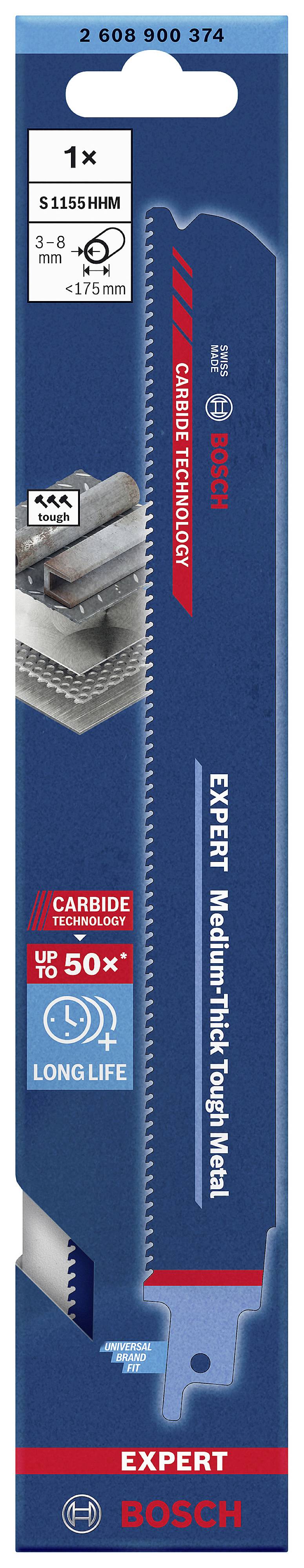 Bosch Accessories 2608900374 EXPERT ‘Medium-Thick Tough Metal’ S 1155 HHM Säbelsägeblatt, 1 Stück Sägeblatt-Länge 225mm 1St.