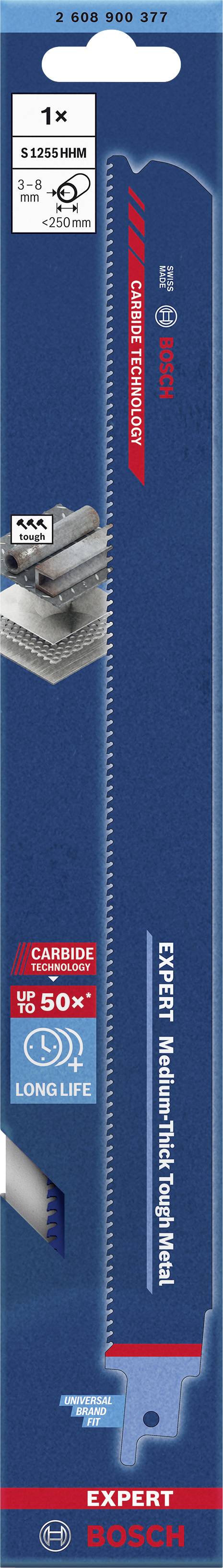 Bosch Accessories 2608900377 EXPERT ‘Medium-Thick Tough Metal’ S 1255 HHM Säbelsägeblatt, 1 Stück Sägeblatt-Länge 300mm 1St.
