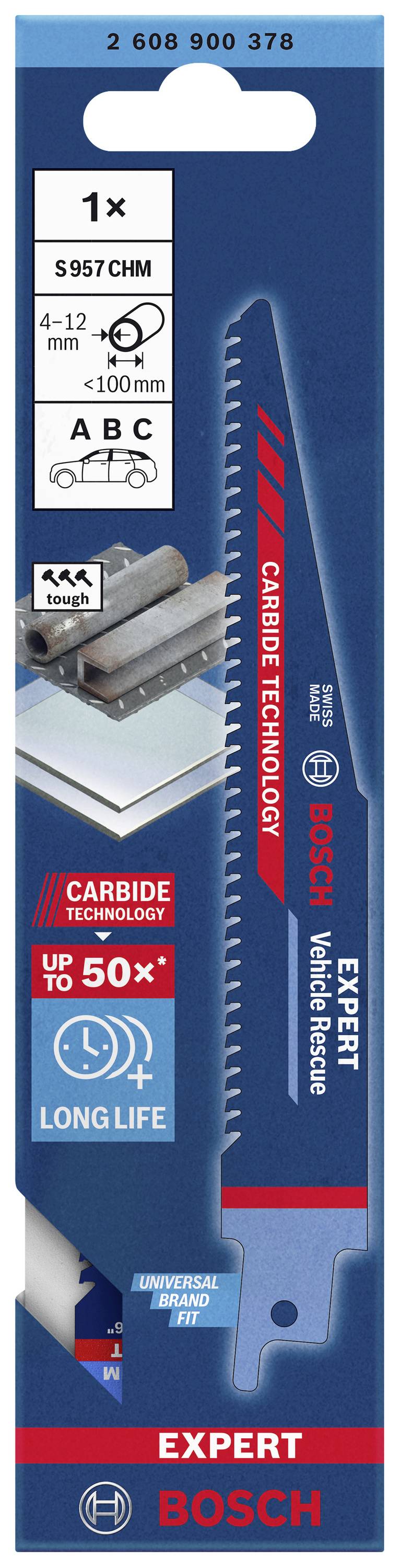 Bosch Accessories 2608900378 EXPERT ‘Vehicle Rescue’ S 957 CHM Säbelsägeblatt, 1 Stück Sägeblatt-Länge 150 mm 1 St.