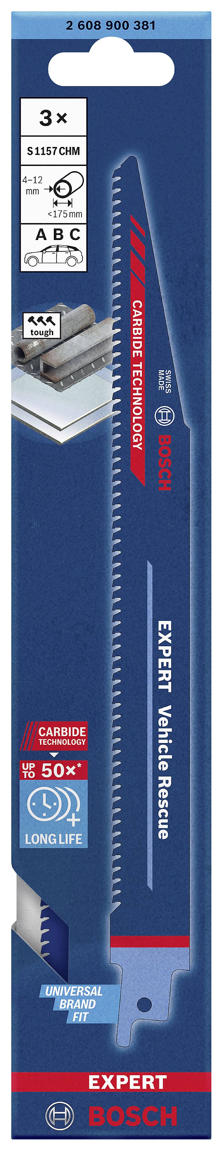 Bosch Accessories 2608900381 EXPERT ‘Vehicle Rescue’ S 1157 CHM Säbelsägeblatt, 3 Stück Sägeblatt-Länge 225mm 3St.
