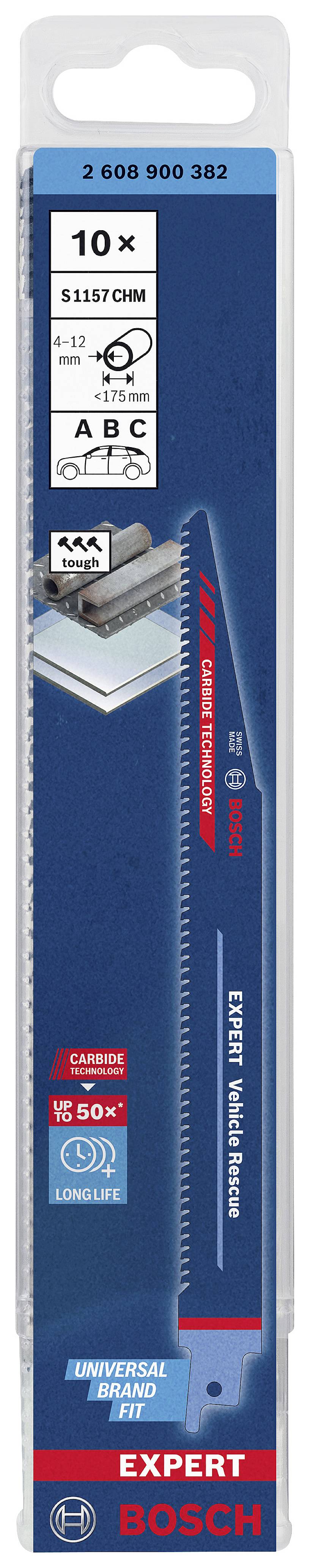 Bosch Accessories 2608900382 EXPERT ‘Vehicle Rescue’ S 1157 CHM Säbelsägeblatt, 10 Stück Sägeblatt-Länge 225 mm 10 St.